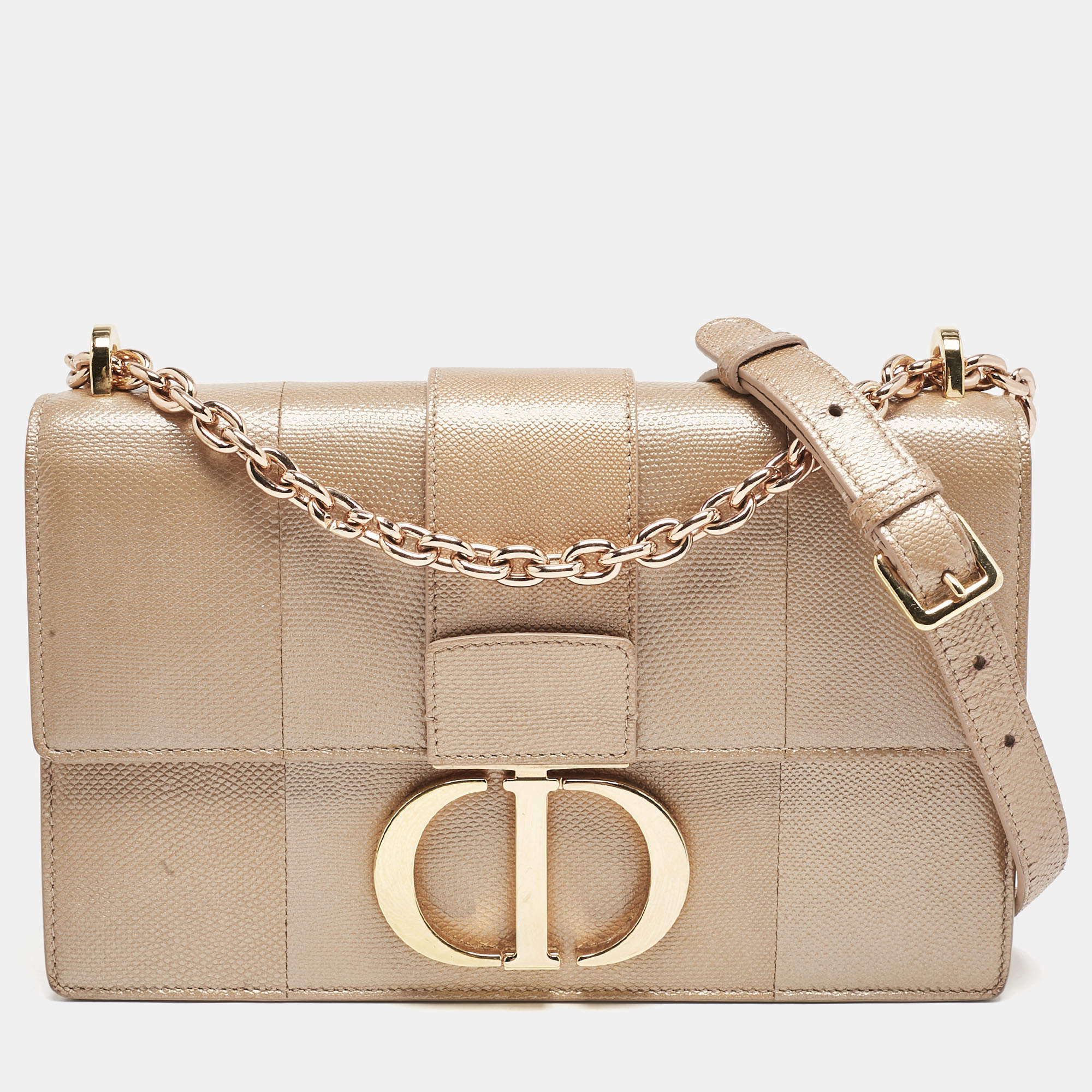 Dior Peach Karung Leather Montaigne 30 Flap Shoulder Bag