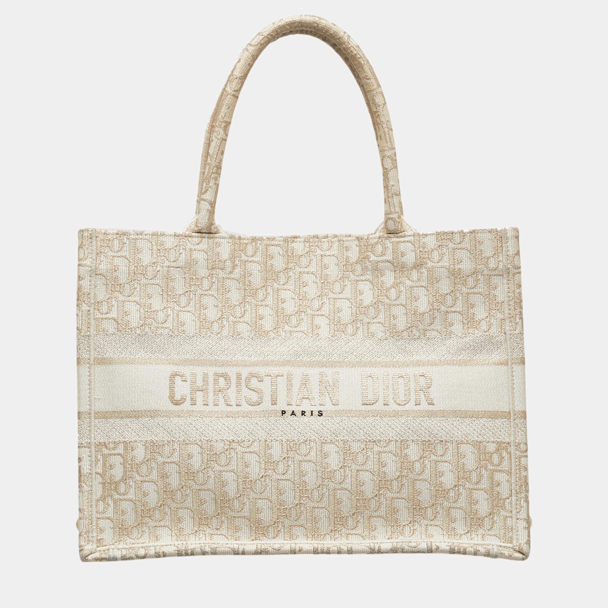 Dior Beige Medium Oblique Book Tote