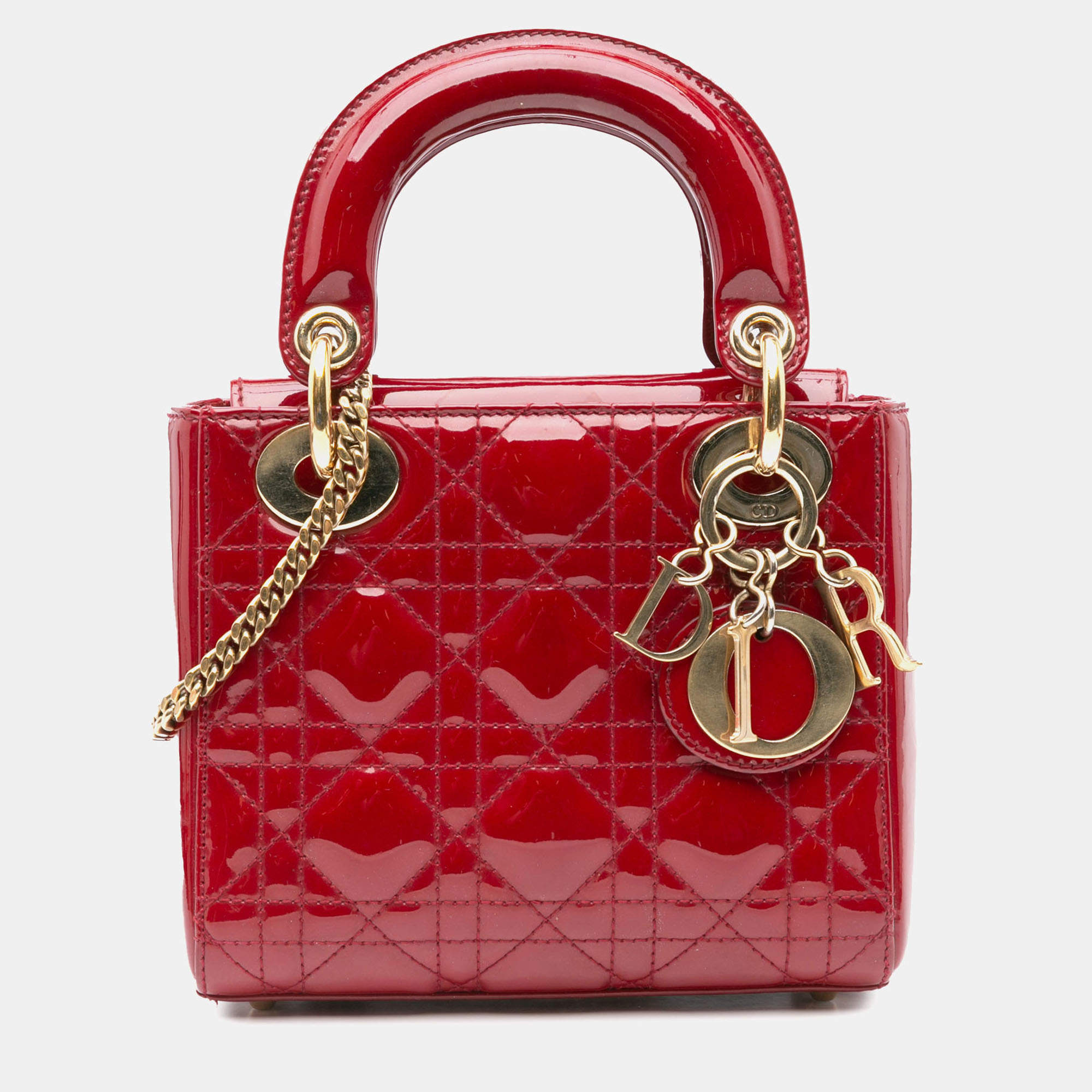 Dior Red Mini Patent Cannage Lady Dior