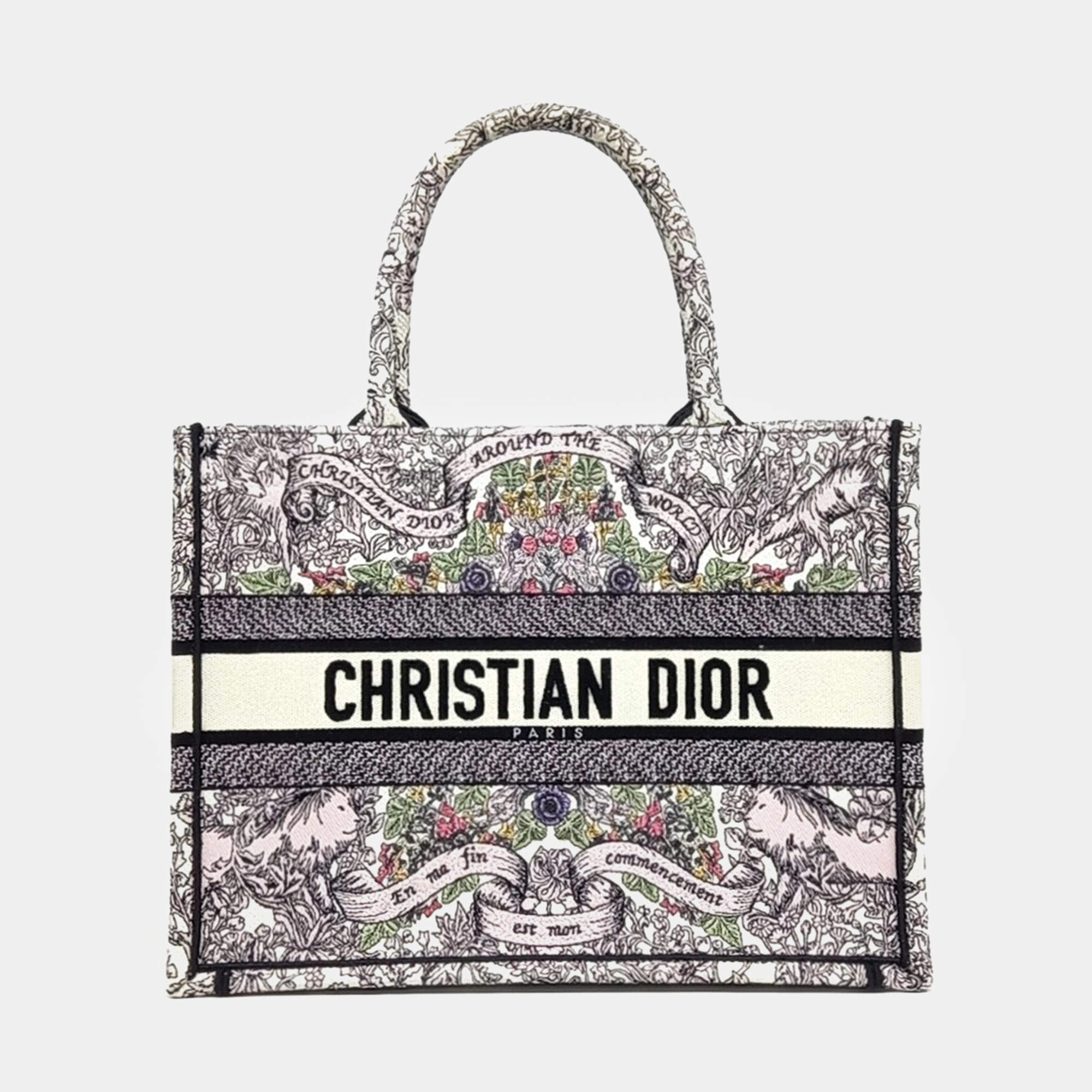 Dior Multicolor Fabric Book Tote Bag
