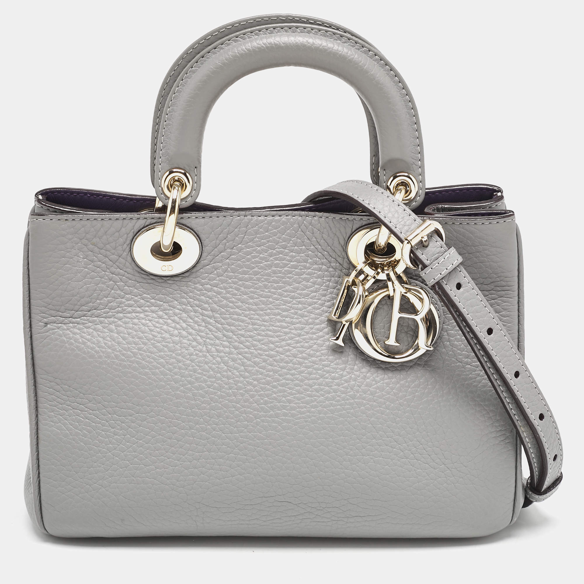 Dior Grey Leather Mini Diorissimo Tote