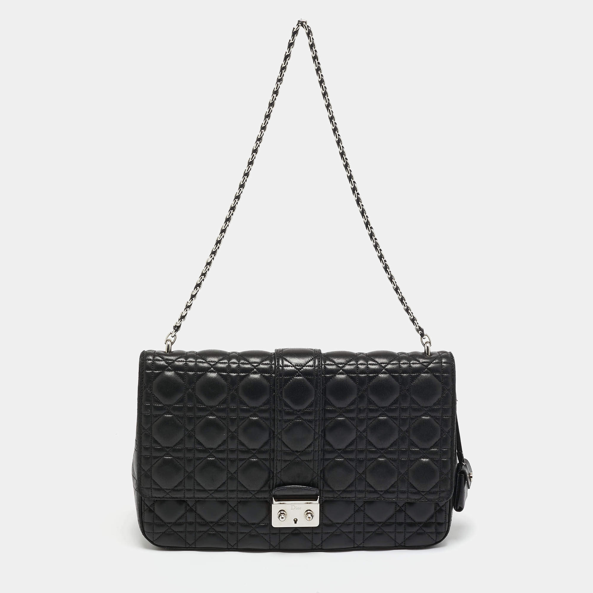 مملوكة مسبقًا Dior Black Cannage Leather Large Miss Dior Flap Bag