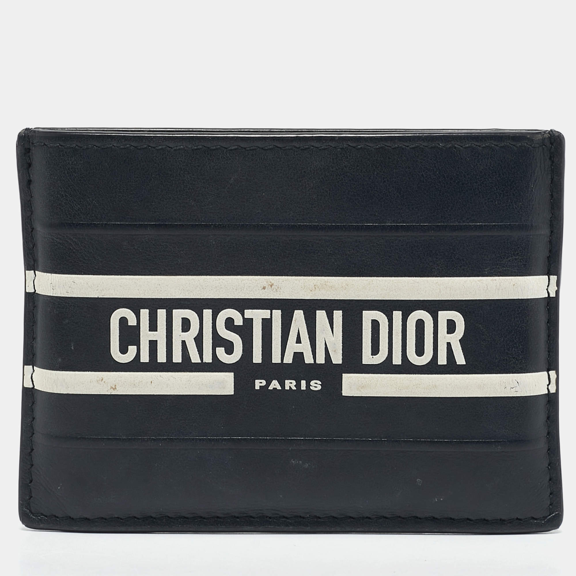 Christian Dior Navy Blue Leather Vibe Voyageur Card Case