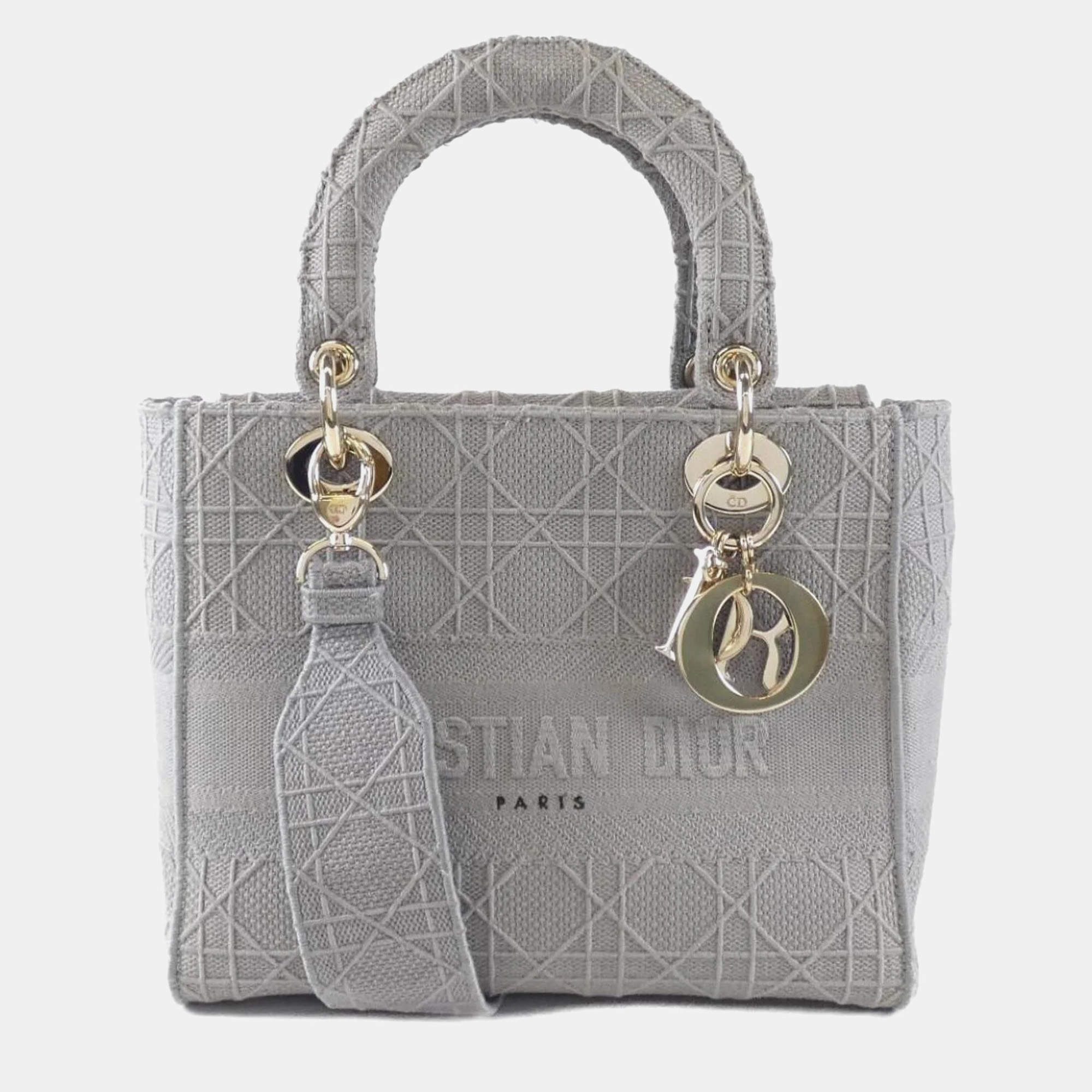 Dior Canvas Lady D-Lite Medium Handbag
