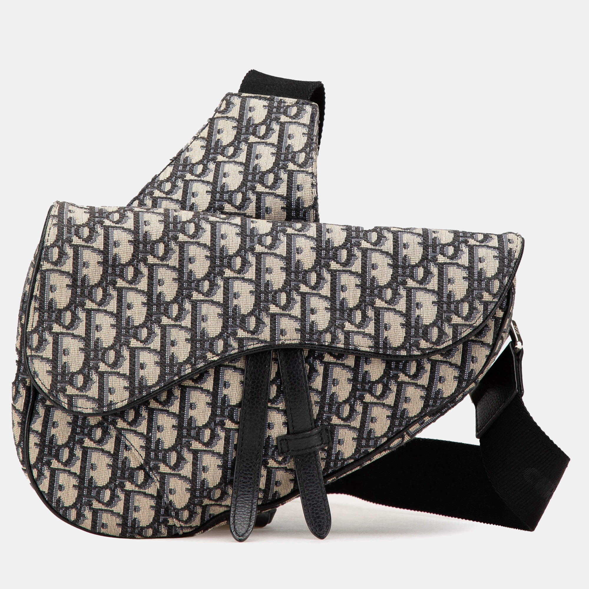 Dior Blue Oblique Canvas Saddle Crossbody Bag