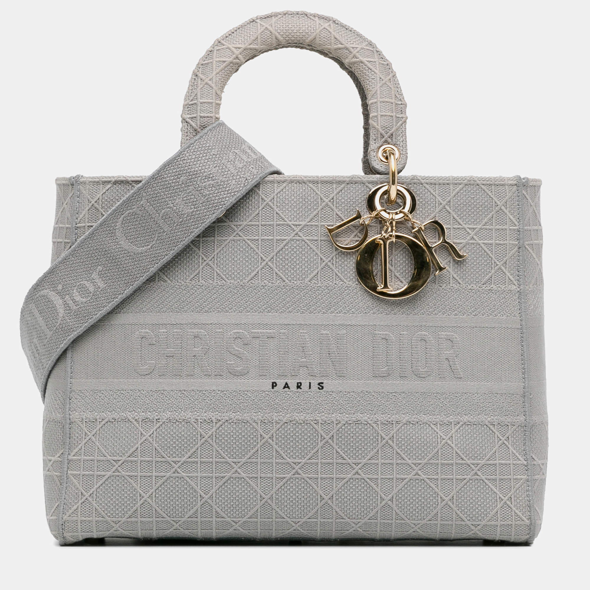 Dior Grey Large Canvas Cannage Lady D Lite