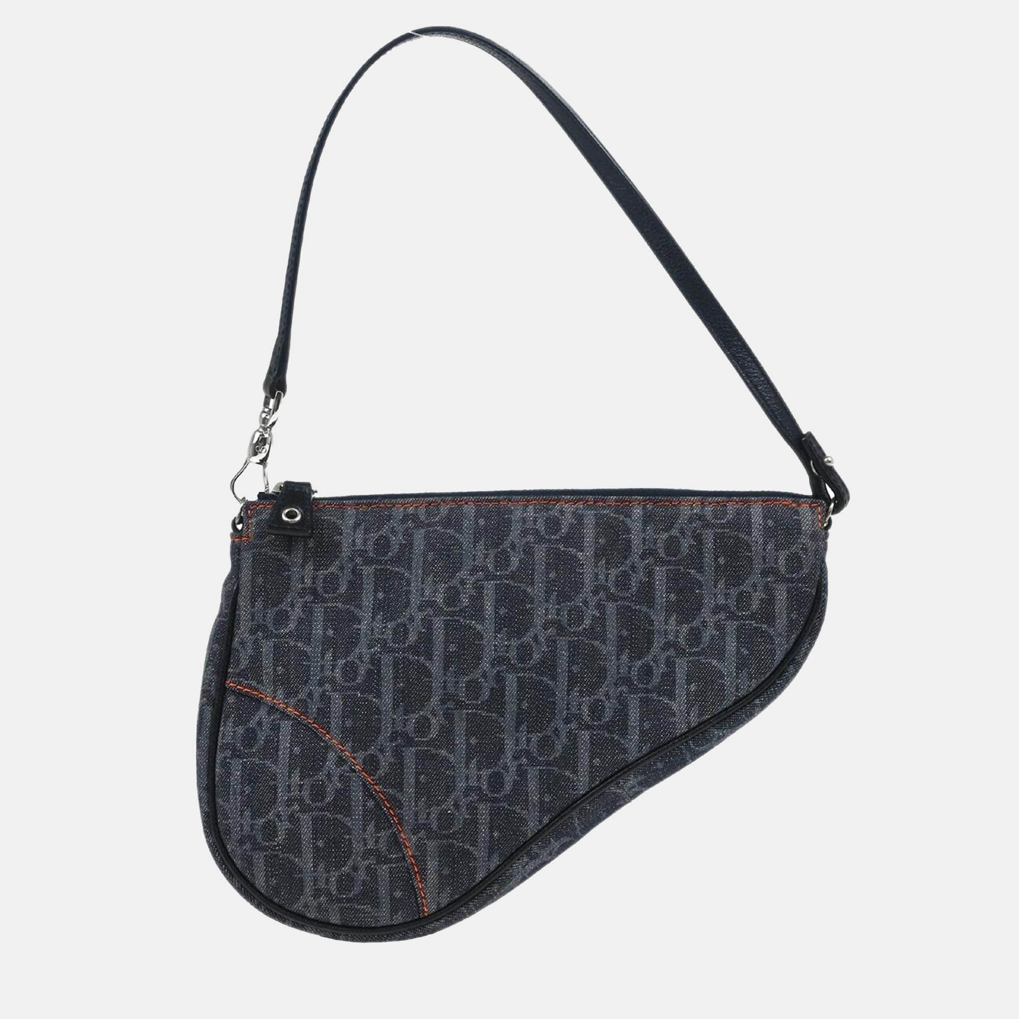 Dior Navy Denim Trotter Saddle Shoulder Bag