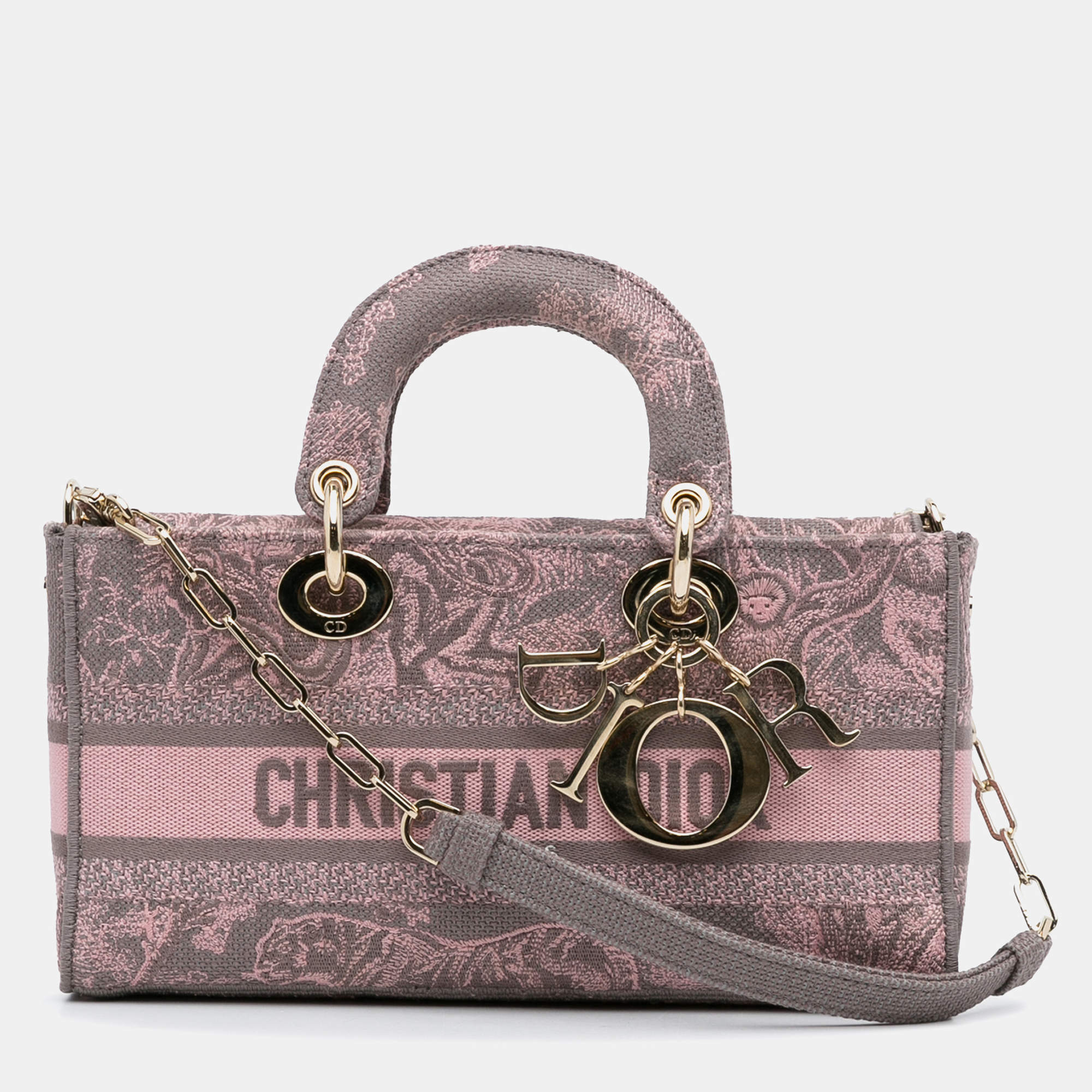 Dior Grey Pink Dior Grey/Pink Medium Lady D-Joy Toile de Jouy