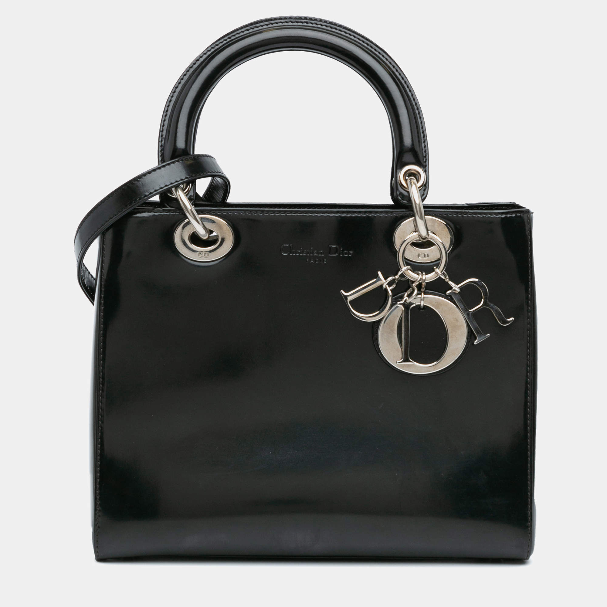 Dior Black Medium Patent Lady Dior
