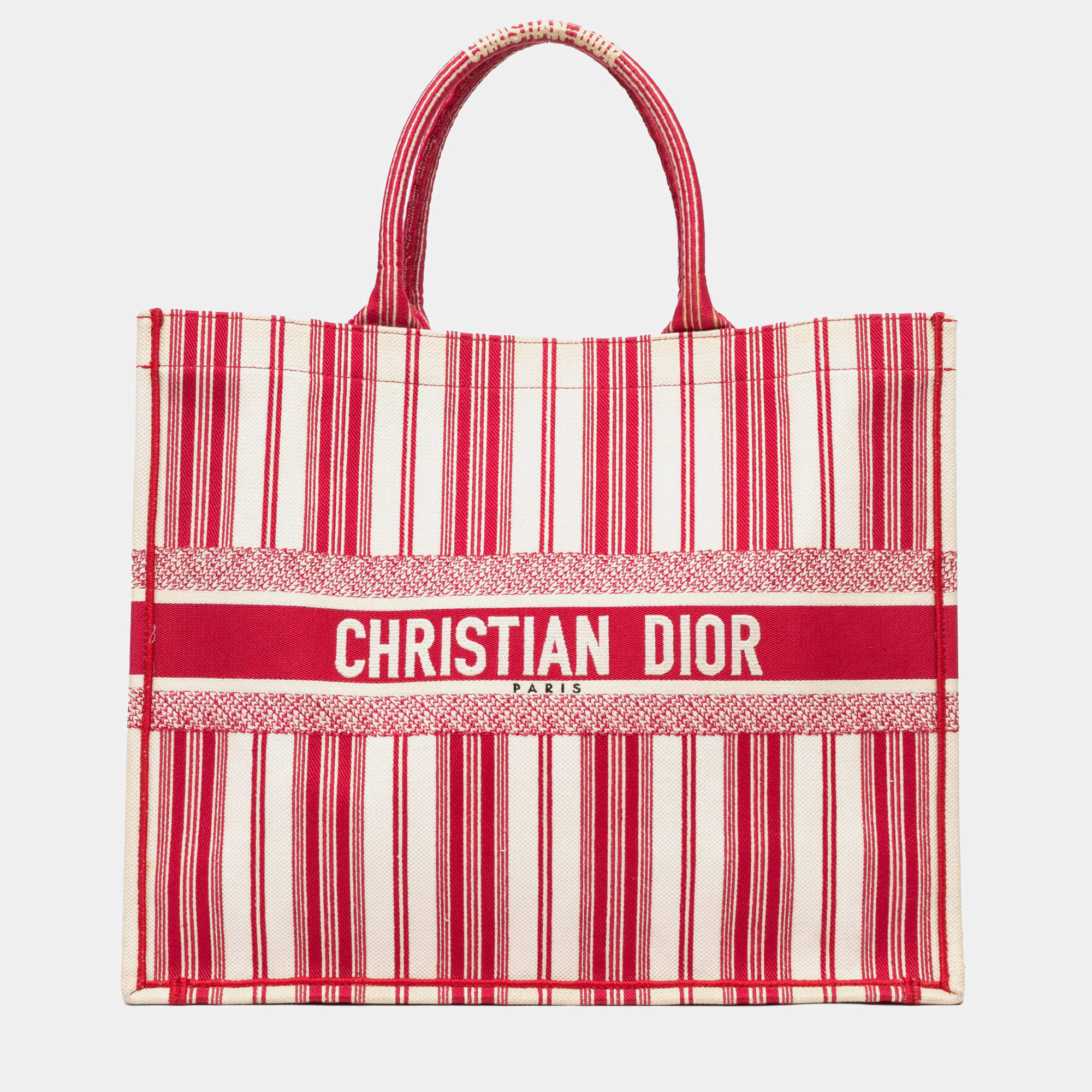 Dior Red Large Striped Book Tote