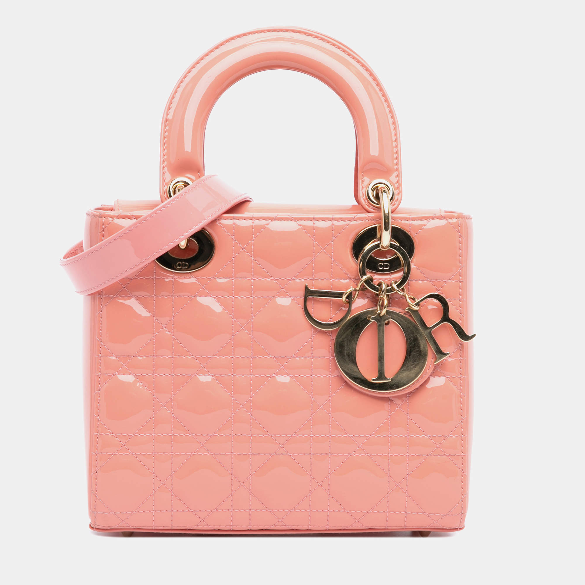 Dior Pink Small Patent Cannage Lady Dior