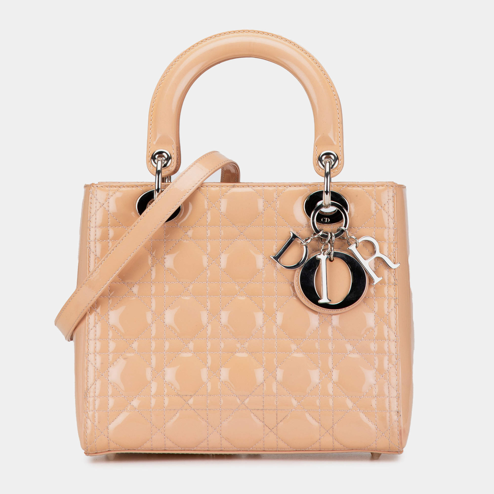 Dior Pink Medium Patent Cannage Lady Dior
