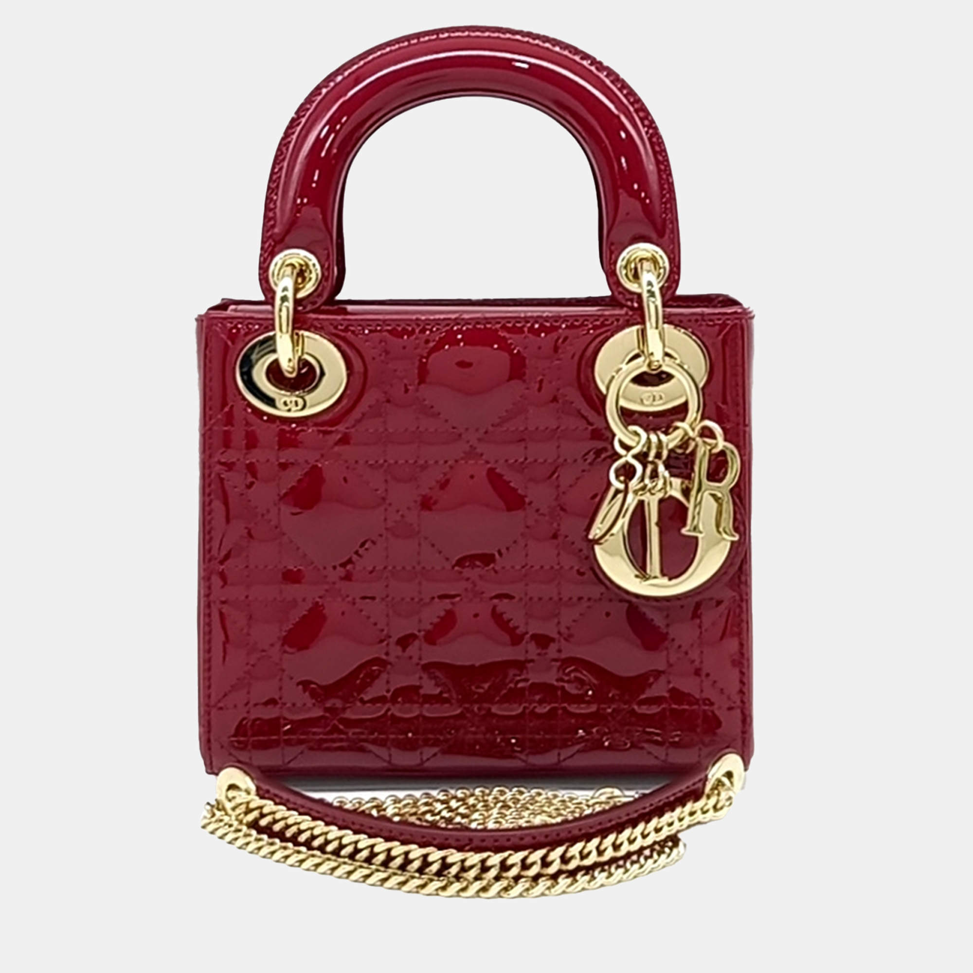 Dior Red Patent Cannage Lady Mini Bag