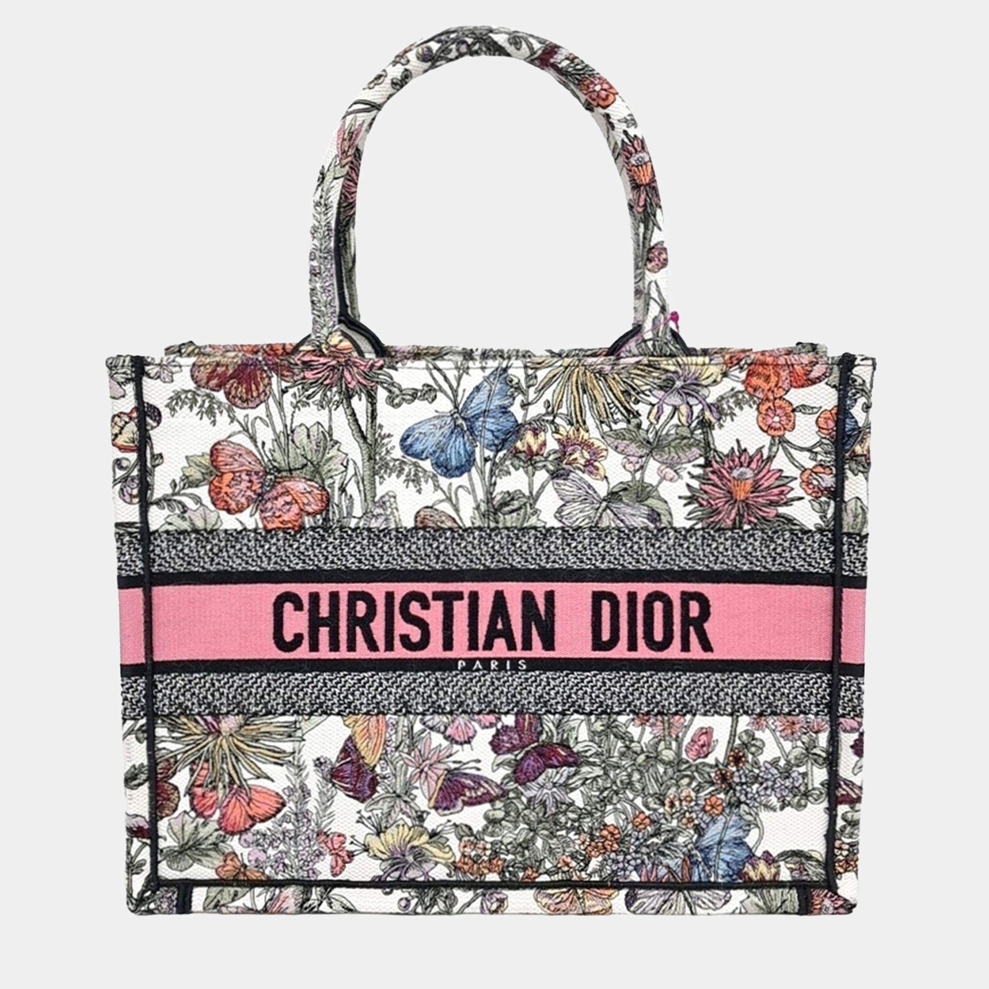 Dior Multicolor Fabric Book Tote Bag