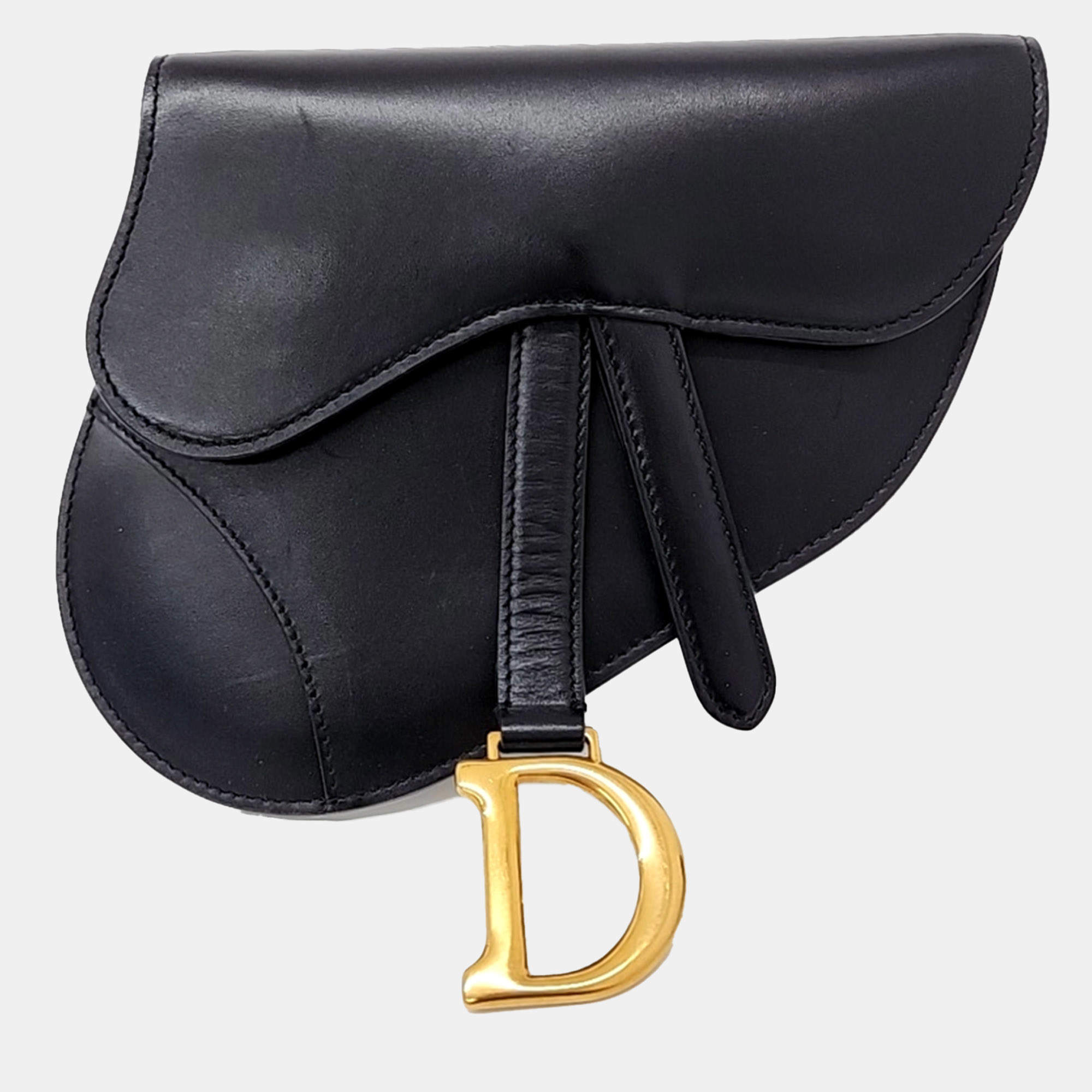 Dior Black Leather Saddle Belt Bag