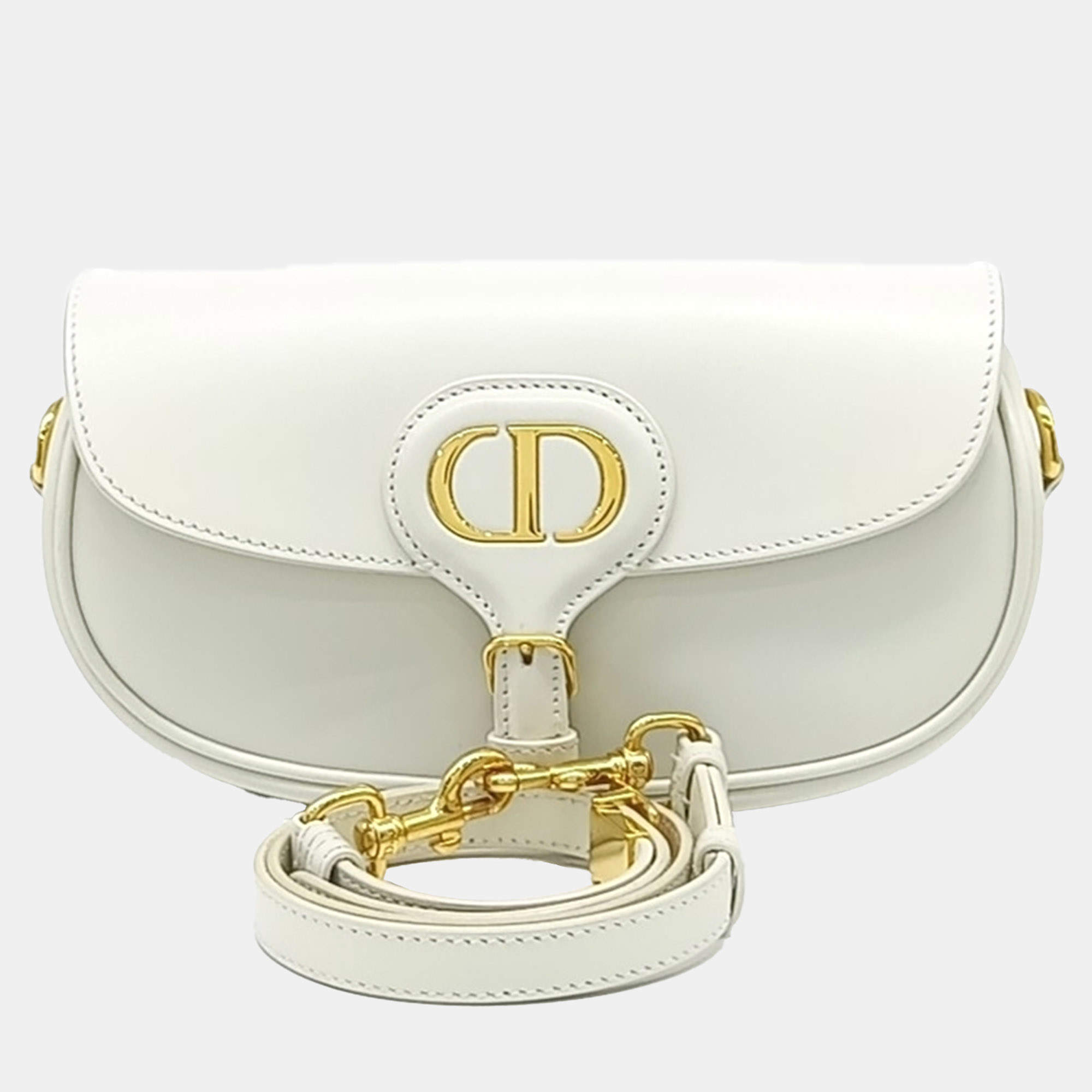 Dior White Leather Bobby East Waist Bag