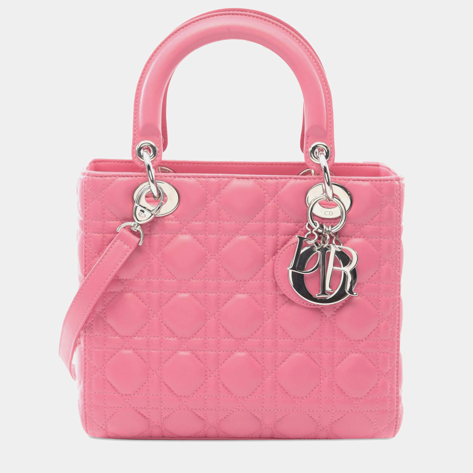 Dior Pink Medium Lambskin Cannage Lady Dior