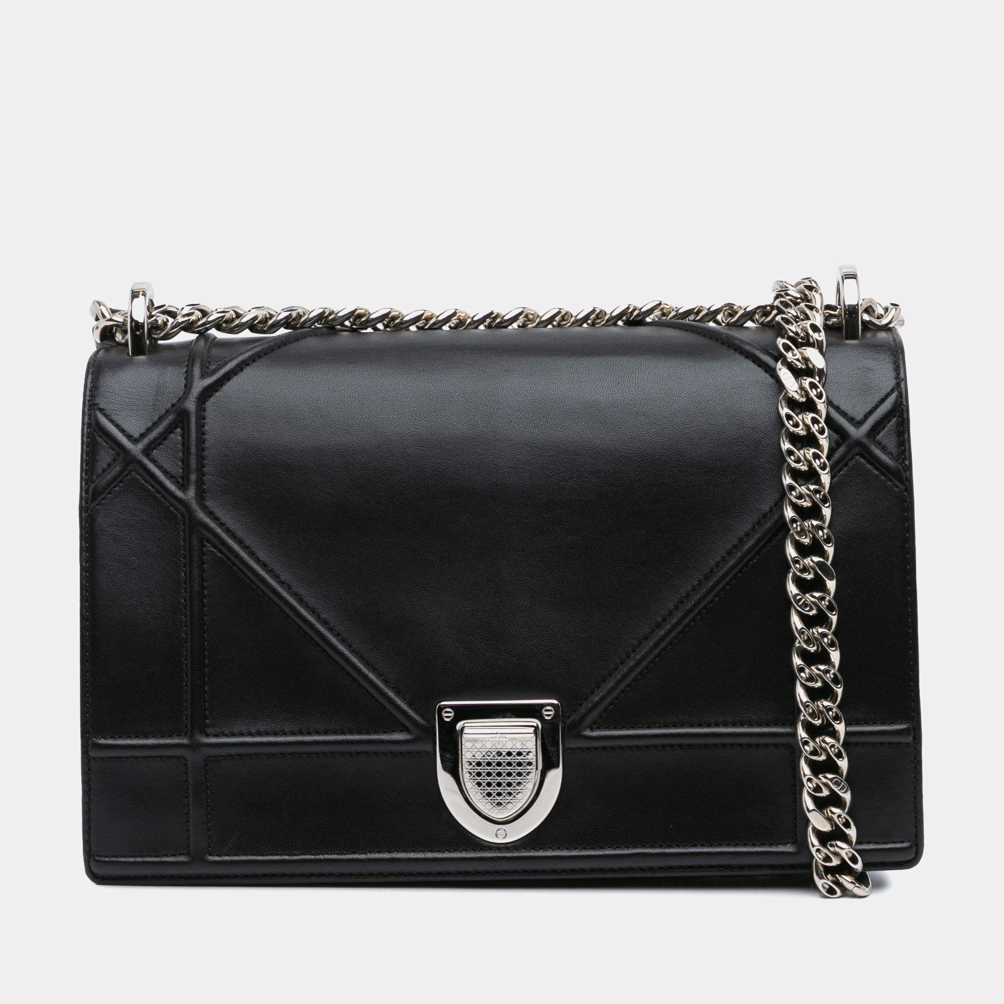Dior Black Medium Lambskin Diorama Flap