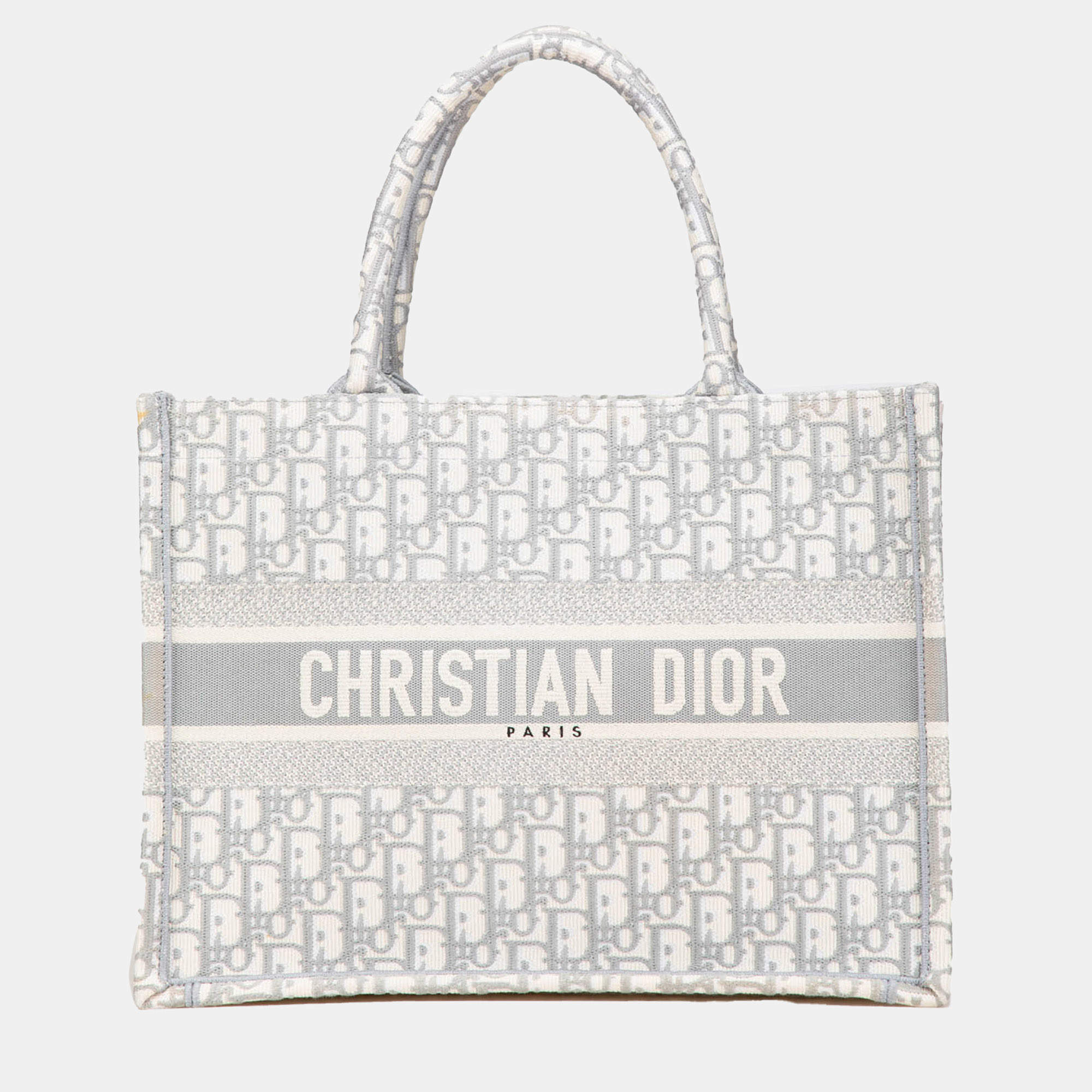 Dior Grey Medium Oblique Canvas Book Tote