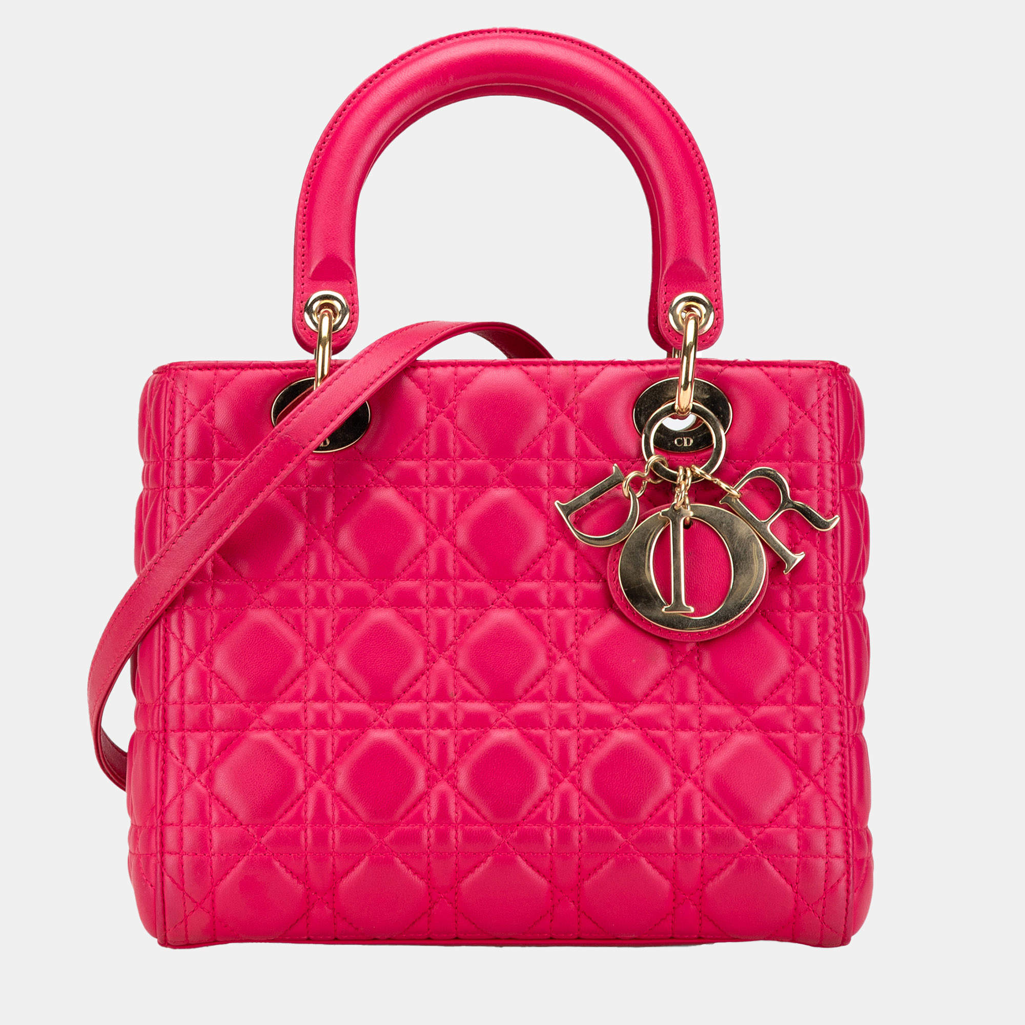 Dior Pink Medium Lambskin Cannage Lady Dior