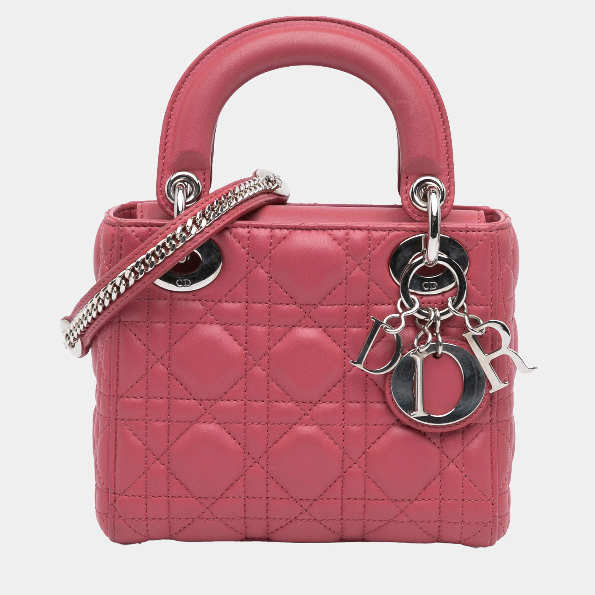 Dior Pink Mini Lambskin Cannage Lady Dior