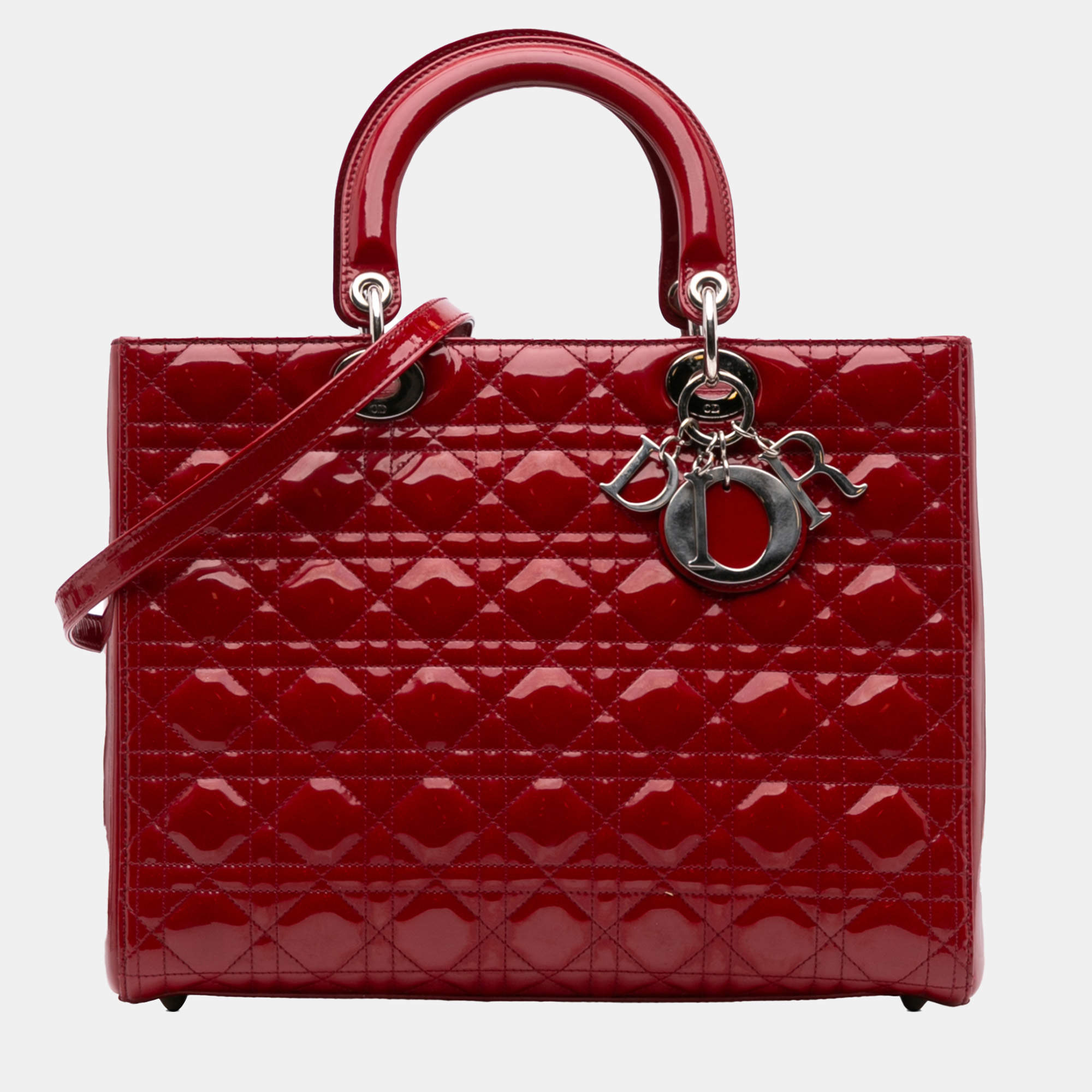 Dior Red Large Patent Cannage Lady Dior
