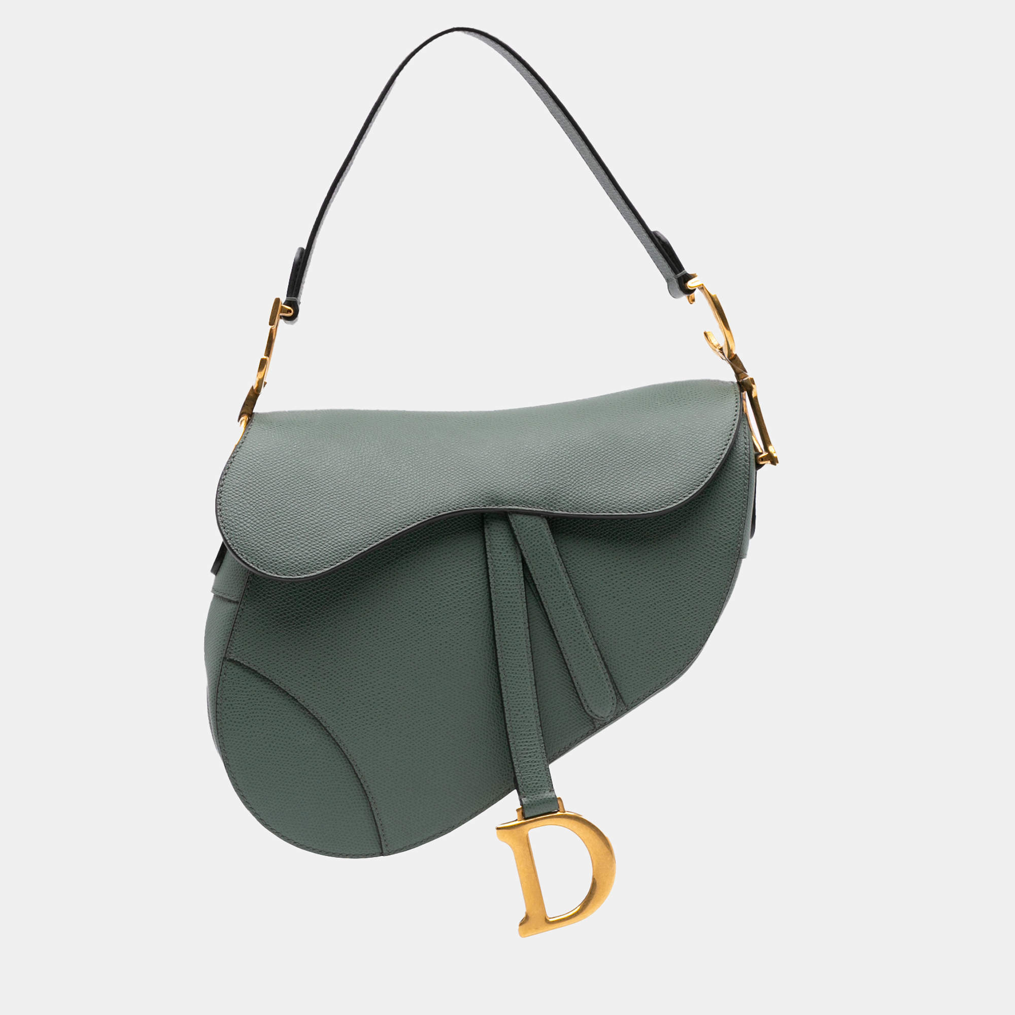 Dior Green Grained Calfskin Saddle Bag