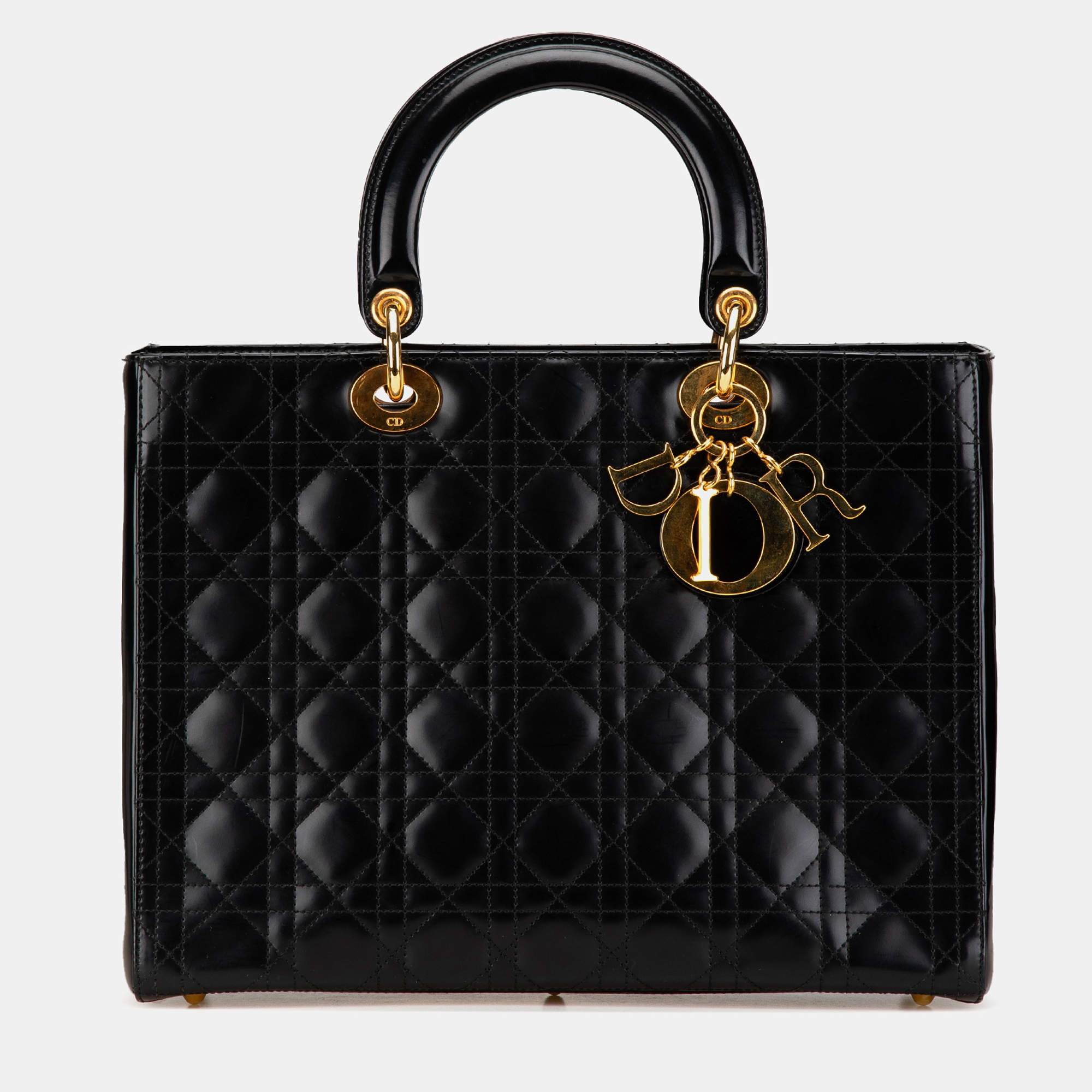 Dior Black Large Lambskin Cannage Lady Dior