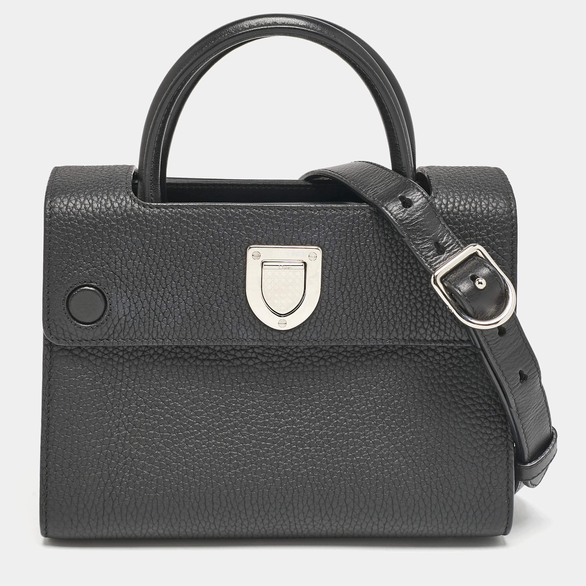 Pre Owned Dior Black Leather Mini Diorever Top Handle Bag