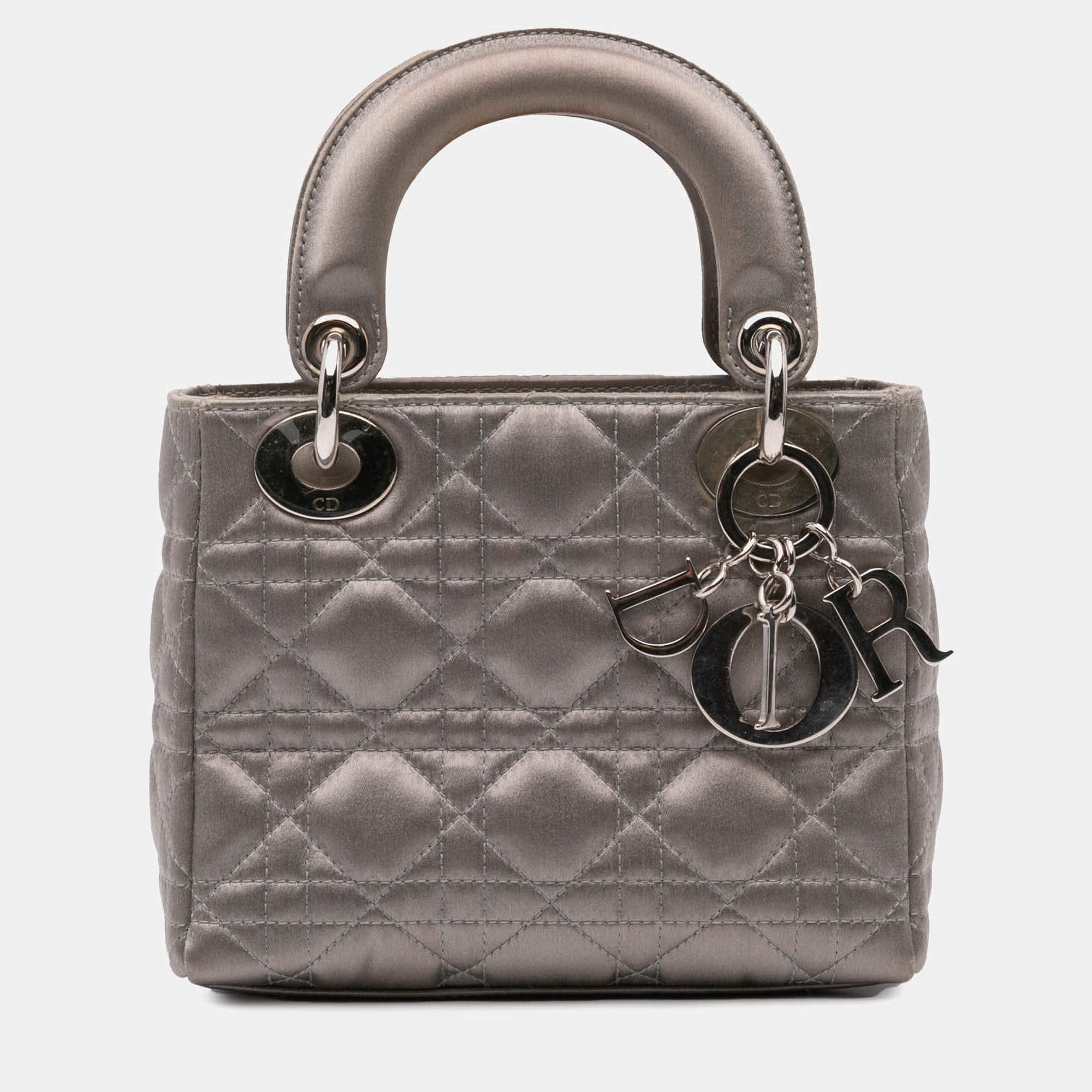Dior Grey Mini Satin Cannage Lady Dior