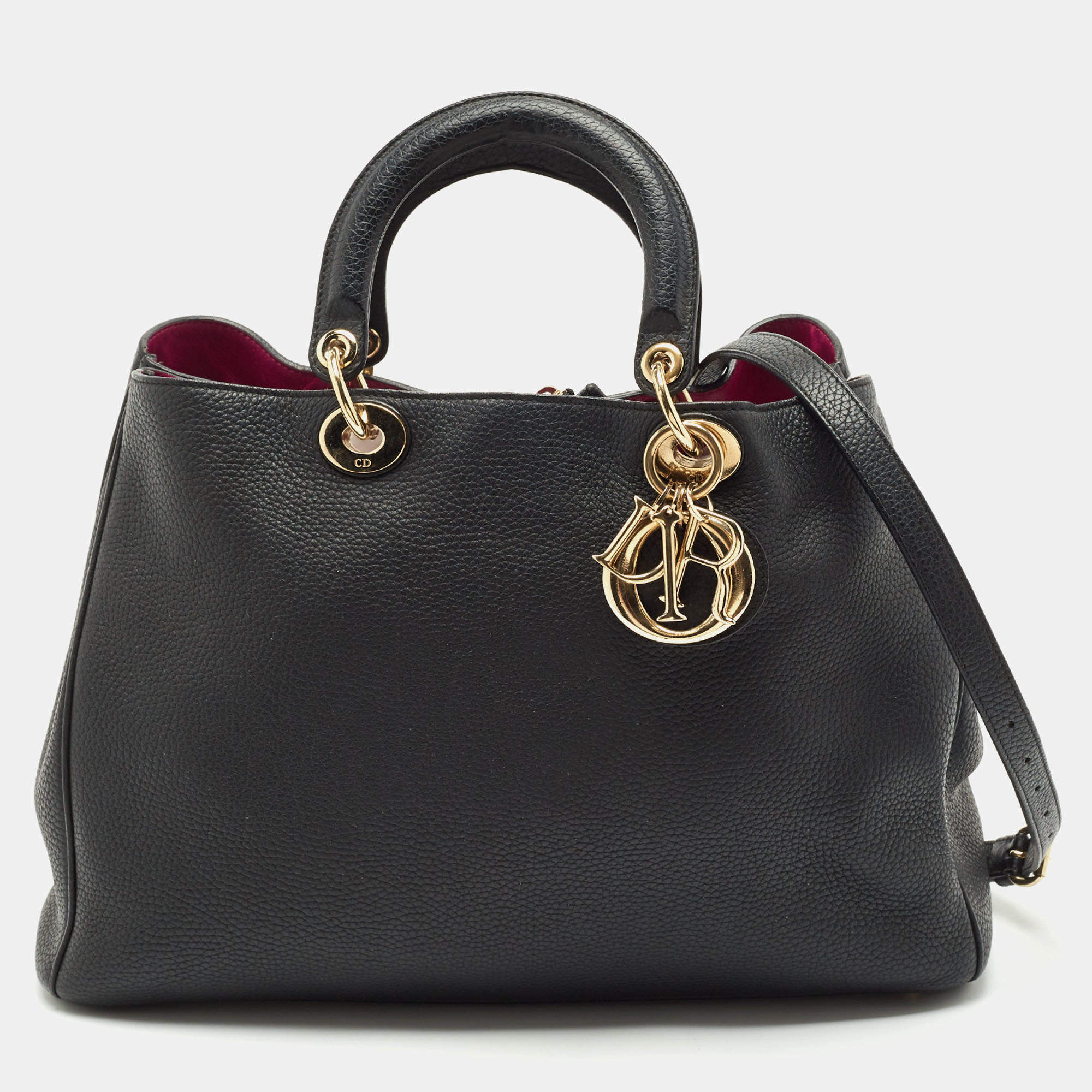 Dior Black Leather Large Diorissimo Shopper Tote