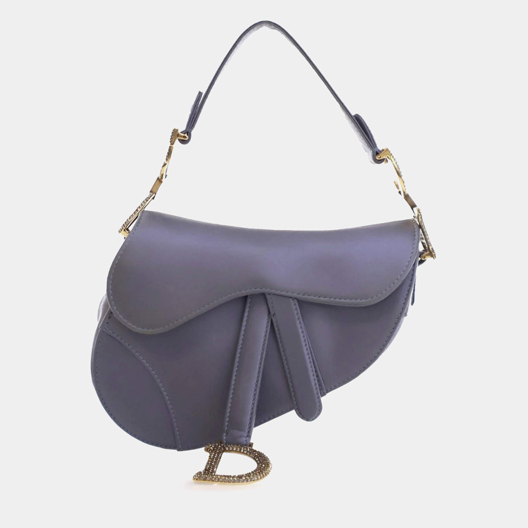 Dior Purple Mini Satin Crystal Embellished Saddle