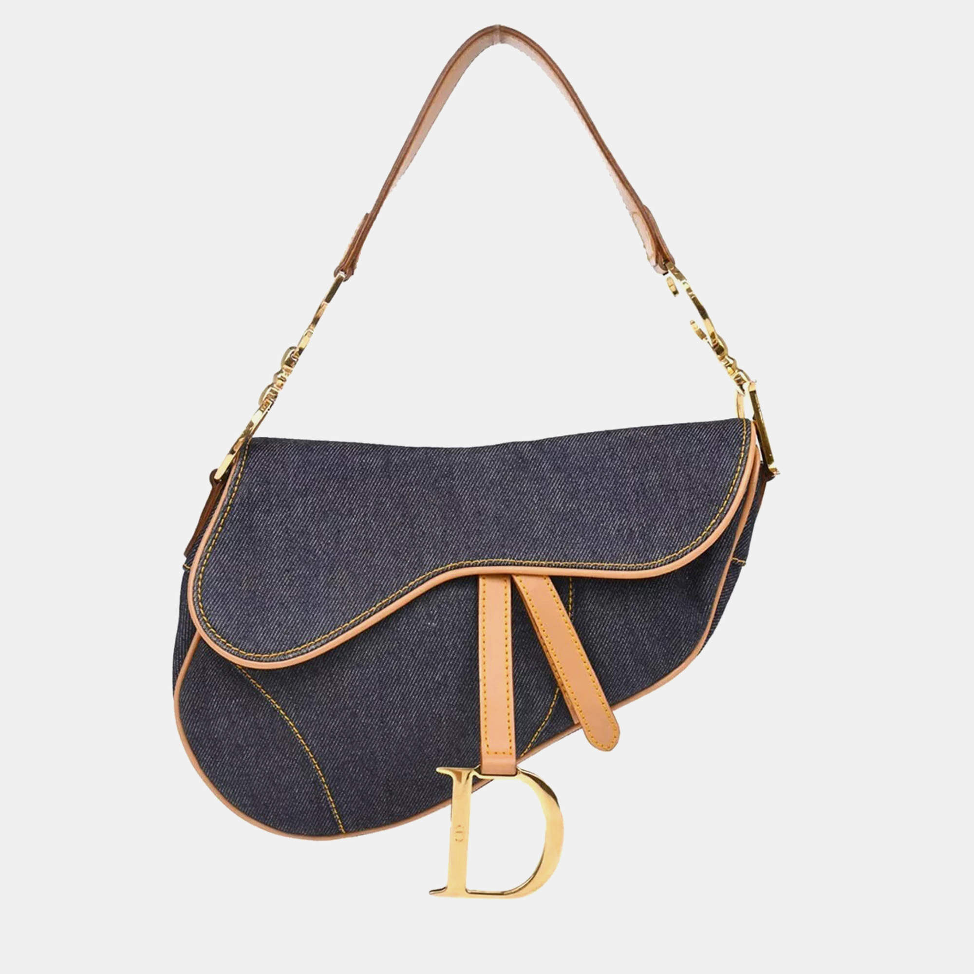 Christian Dior Navy Denim Saddle Handbag 