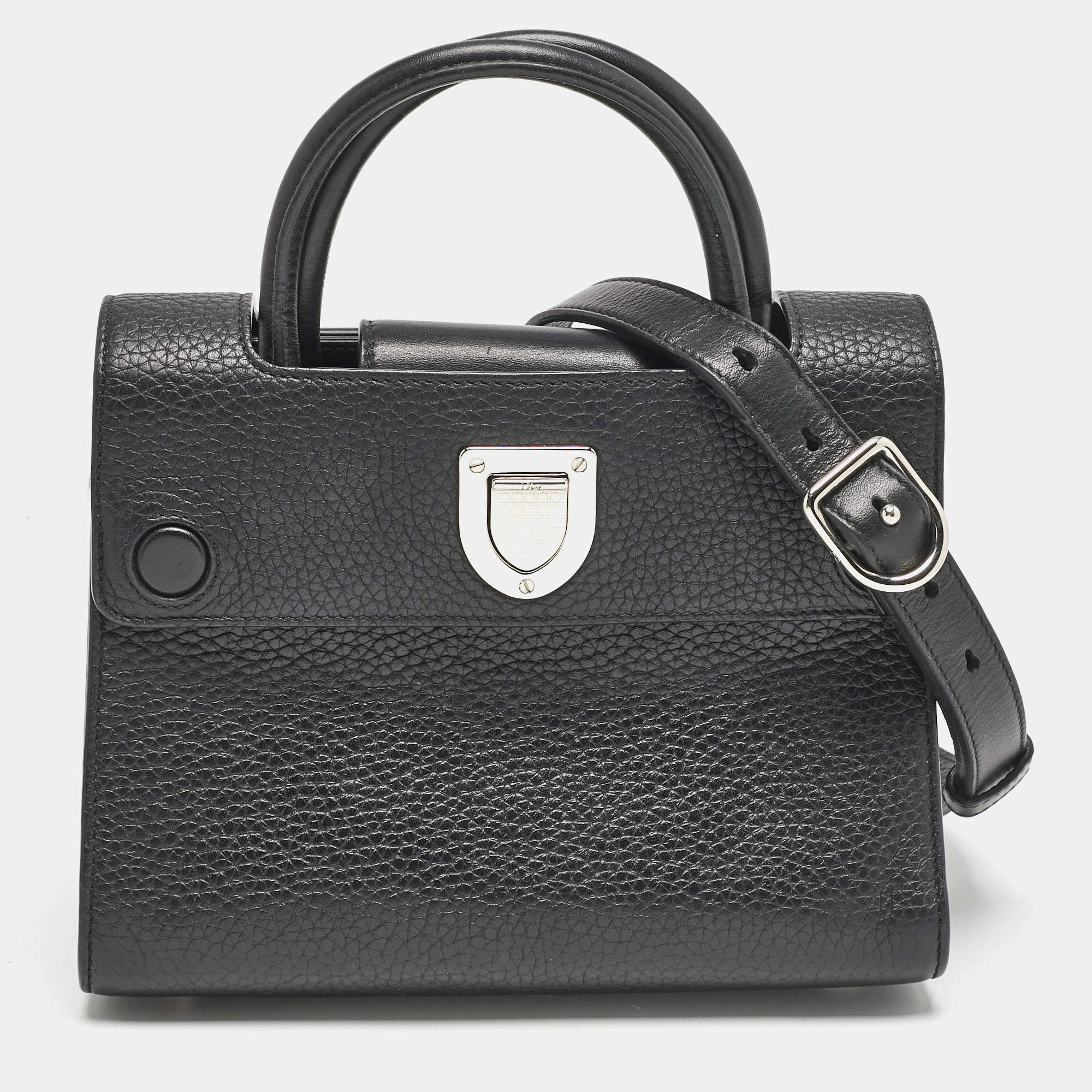 Dior Black Leather Mini Diorever Top Handle Bag