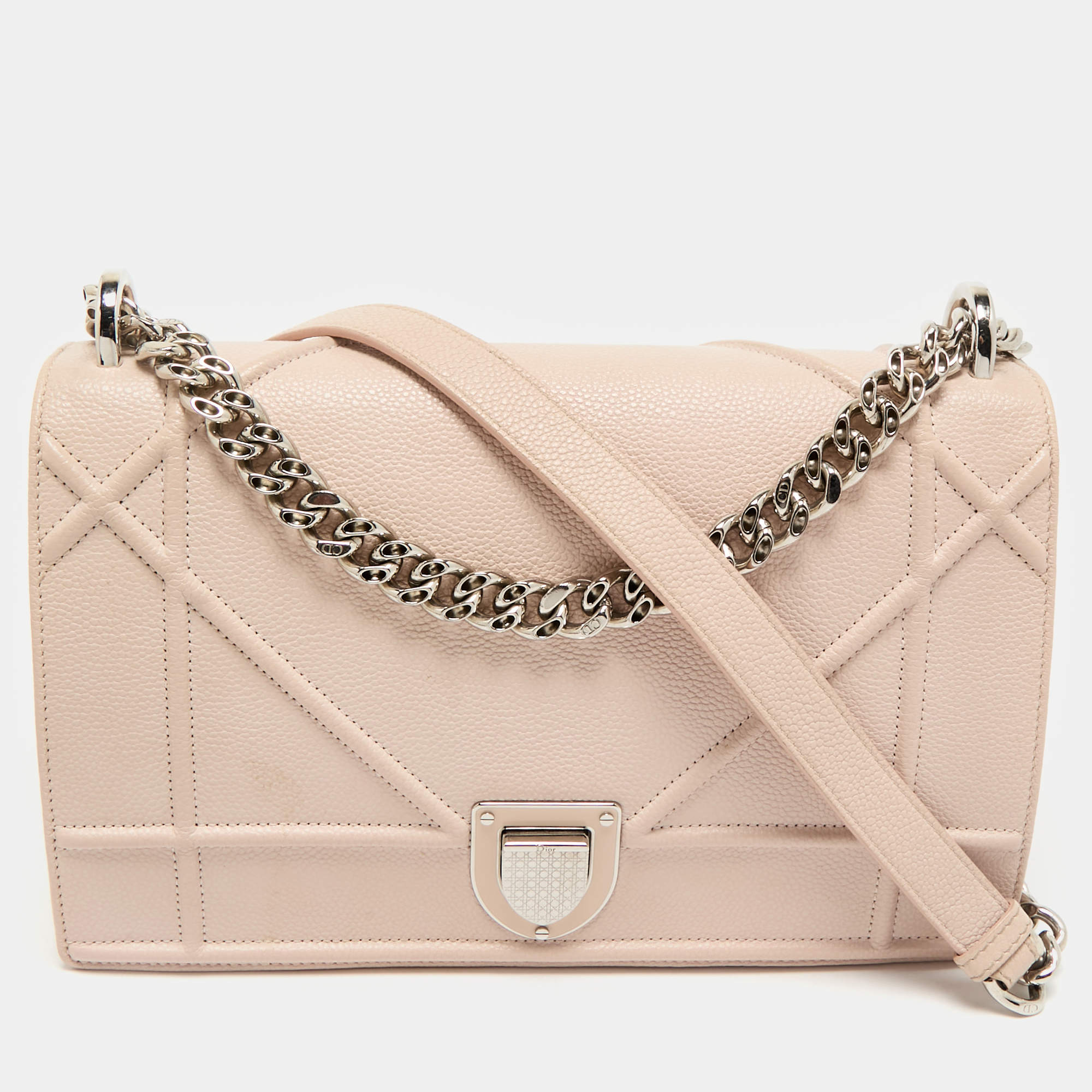 Pre Owned Dior Blush Pink Leather Medium Diorama Shoulder Bag