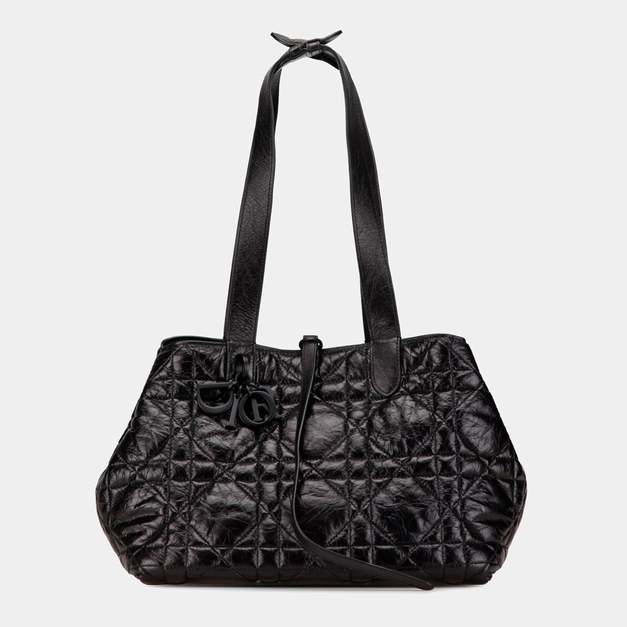 Dior Black Medium Macrocannage Calfskin Toujours Handbag