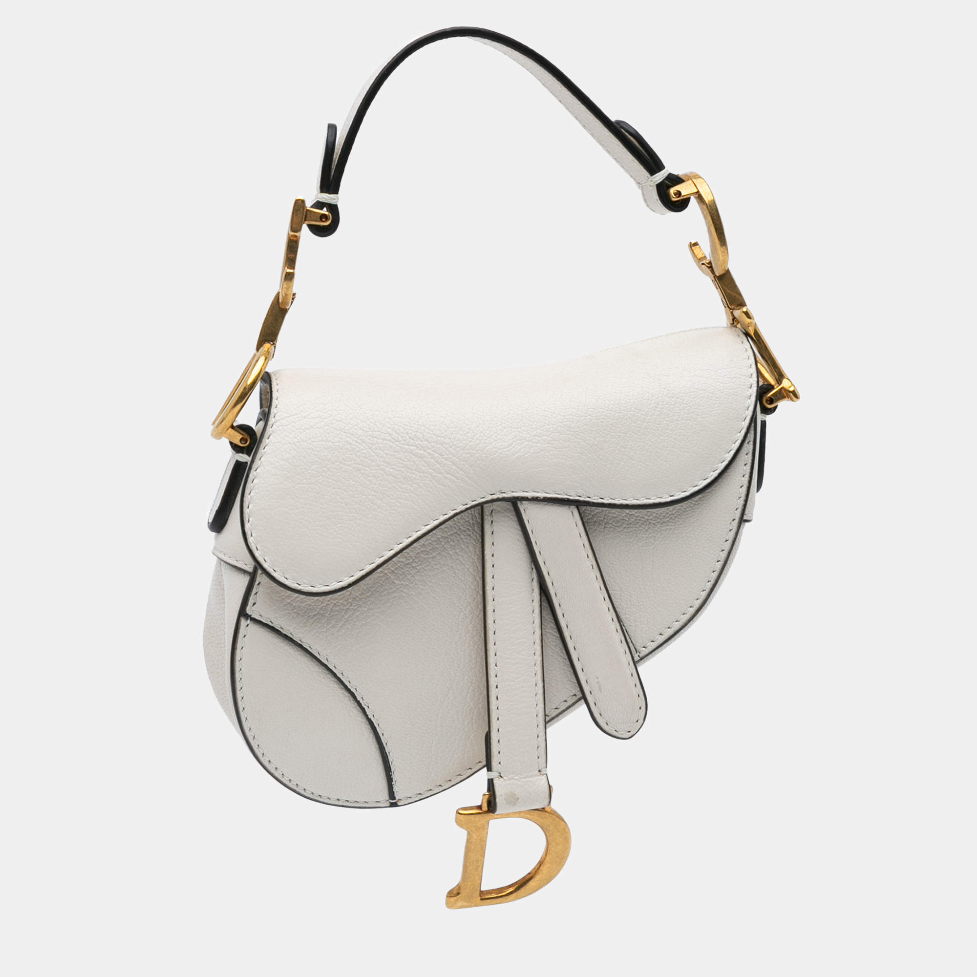 Dior White Micro Goatskin Saddle