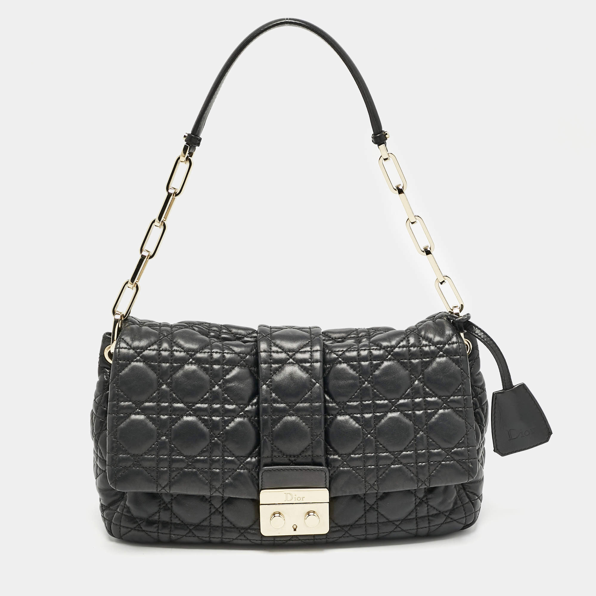 Dior Black Cannage Leather Large Miss Dior Flap Bag