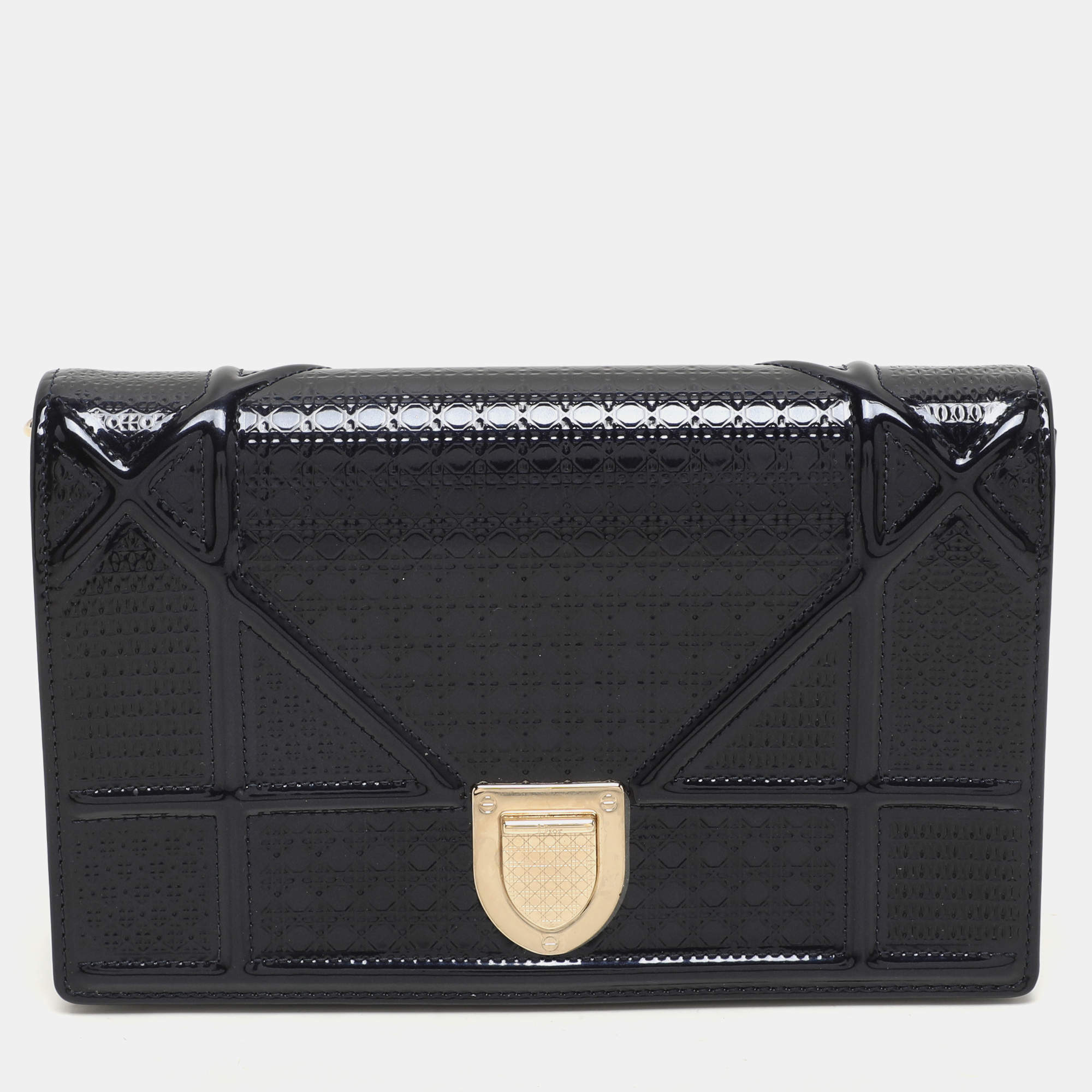 Pre Owned Dior Blue Leather Diorama Wallet on Chain