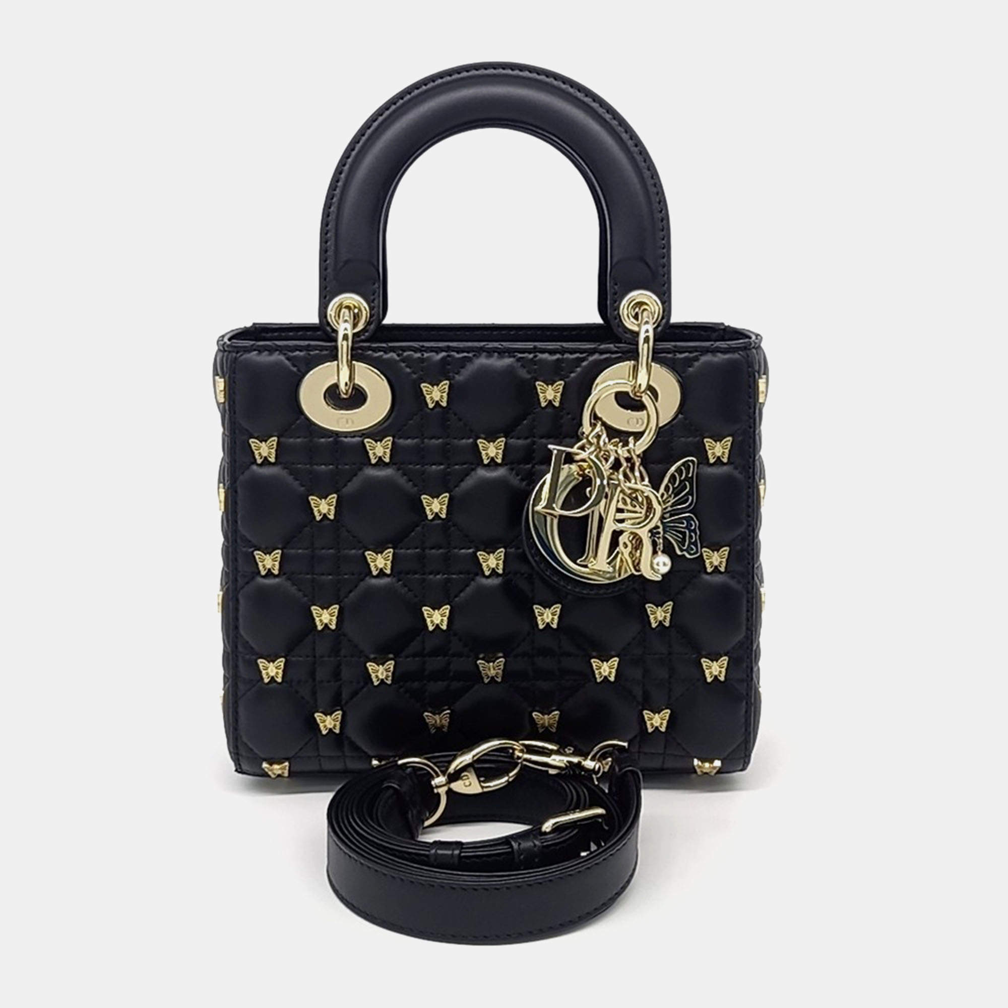 Dior Black Leather Cannage Lady Small Bag