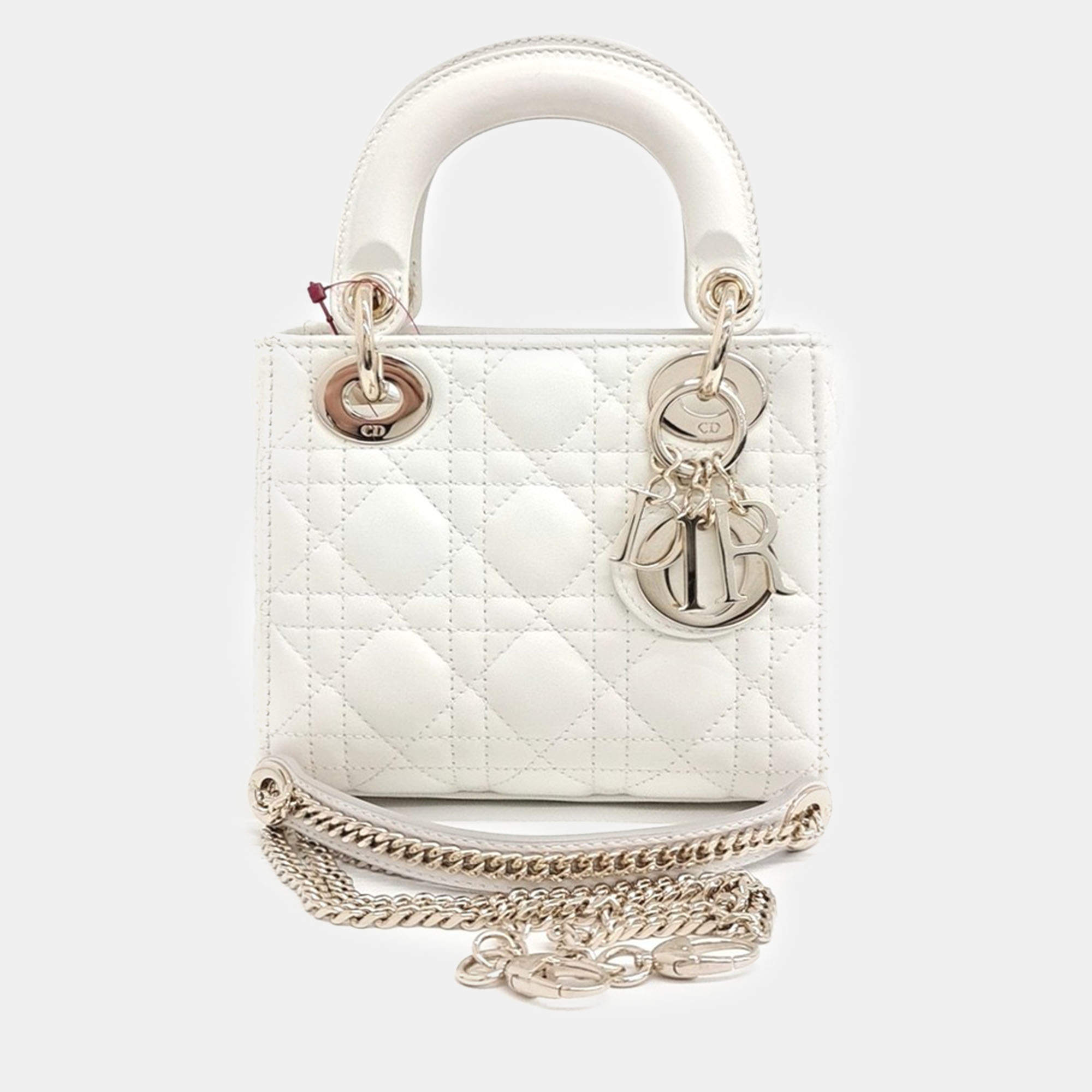Pre Owned Dior White Leather Lady Mini Bag