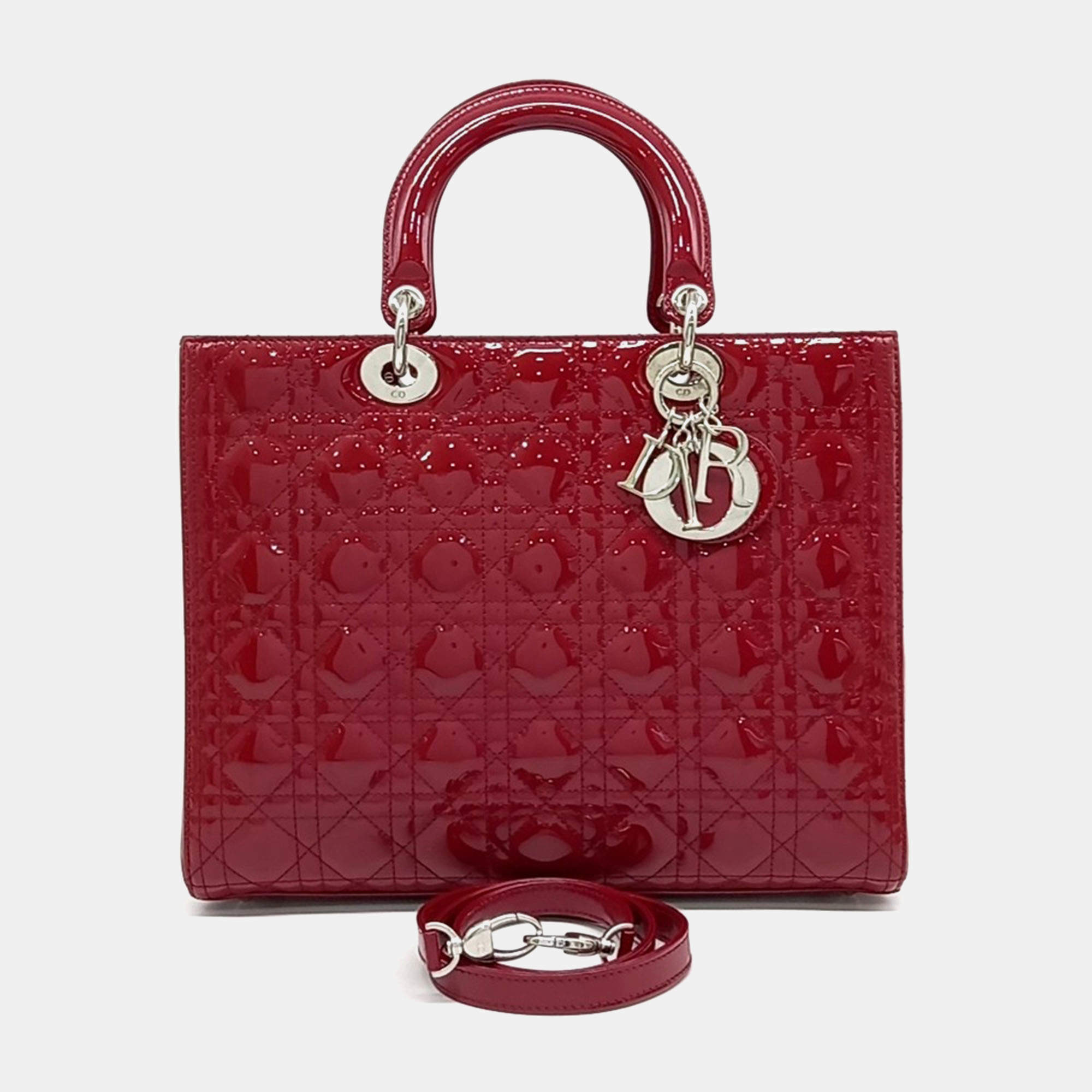 Dior Red Patent Leather Lady Large Bag