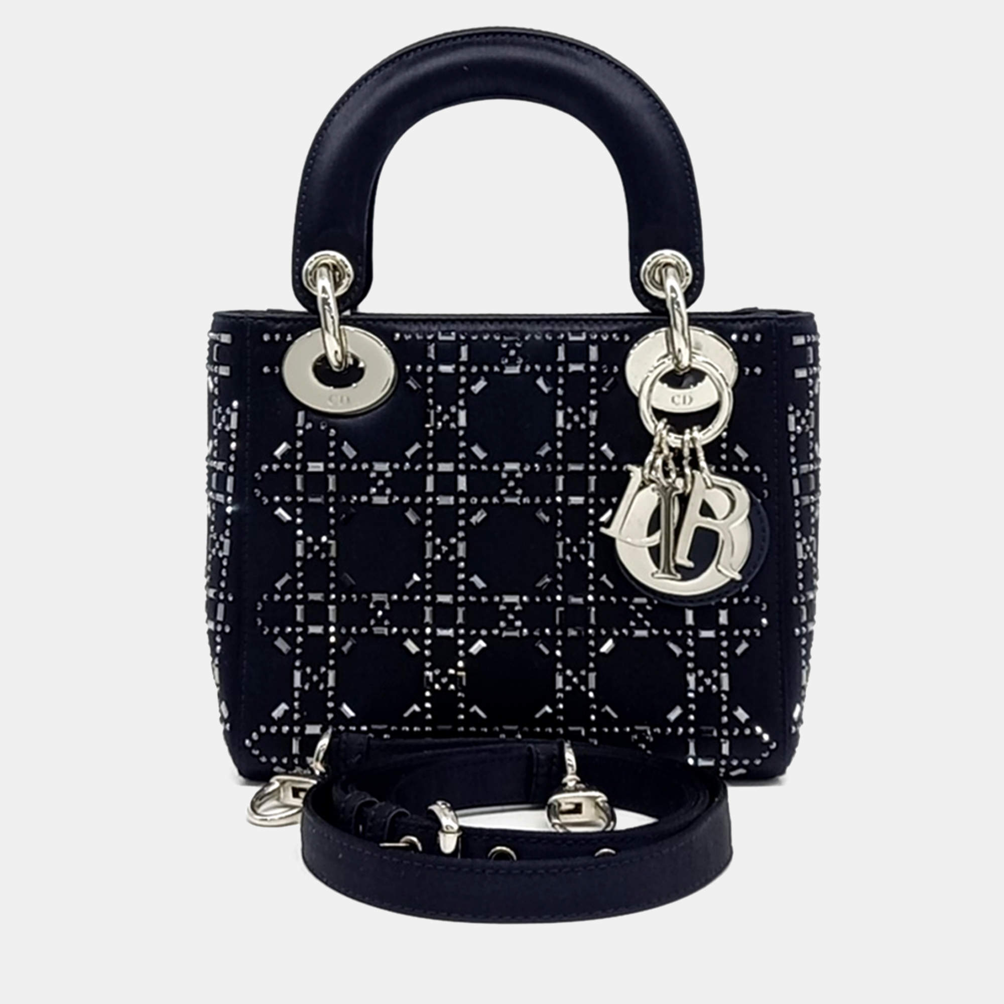 Dior Black Leather and Satin  Lady Mini Bag