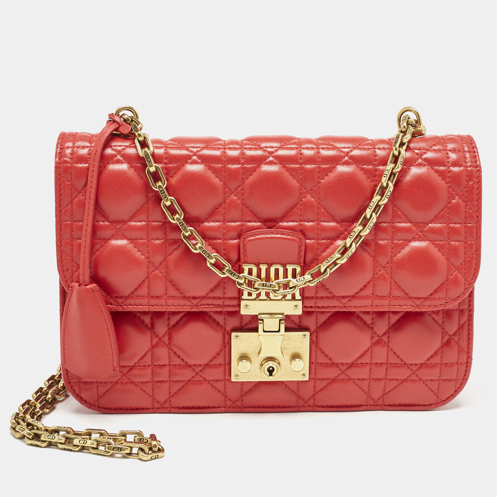 Dior Red Cannage Leather Medium DiorAddict Shoulder Bag