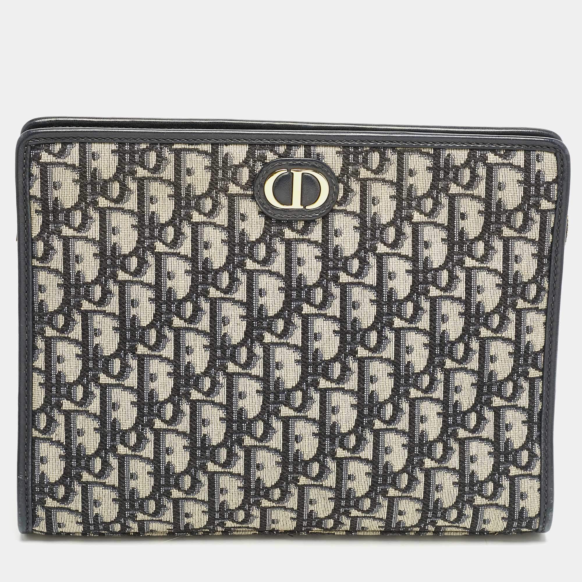 Dior Navy Blue Oblique Jacquard Canvas 30 Montaigne Dea Pouch
