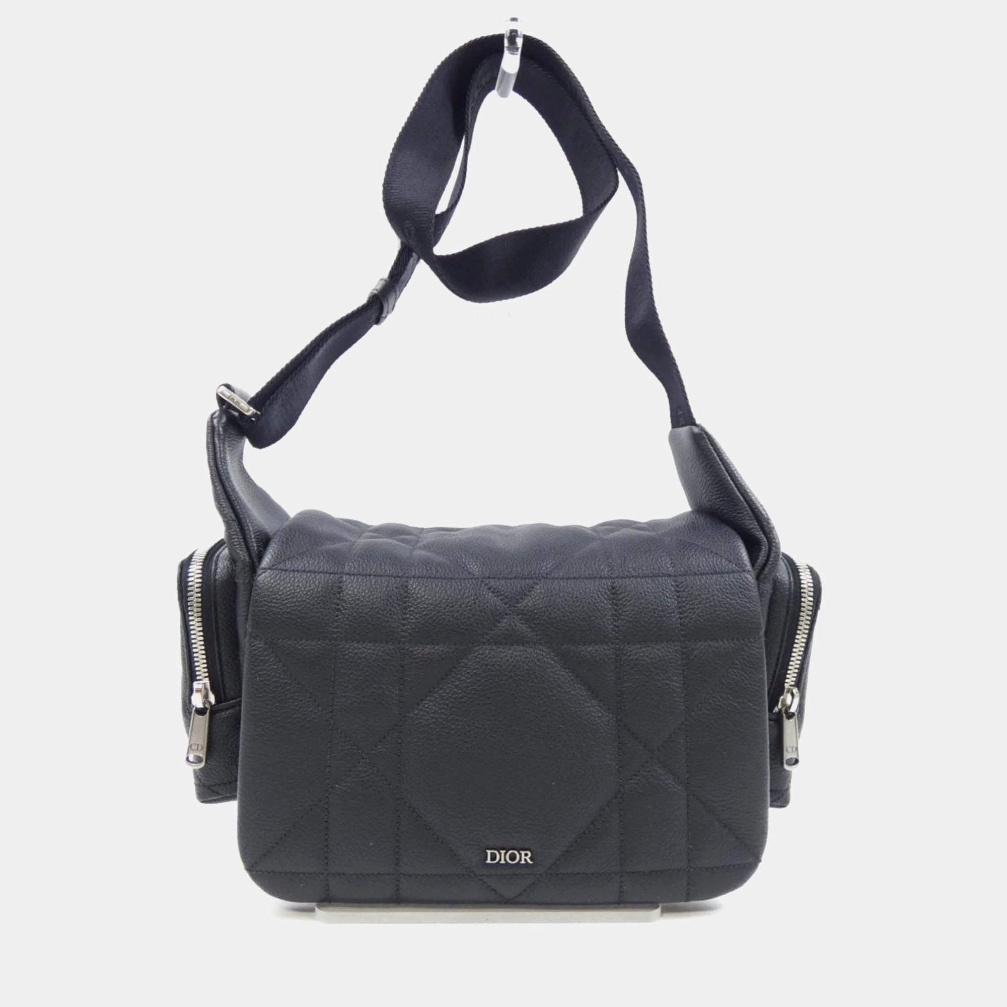 Christian Dior Black Leather Quilted Handbag
