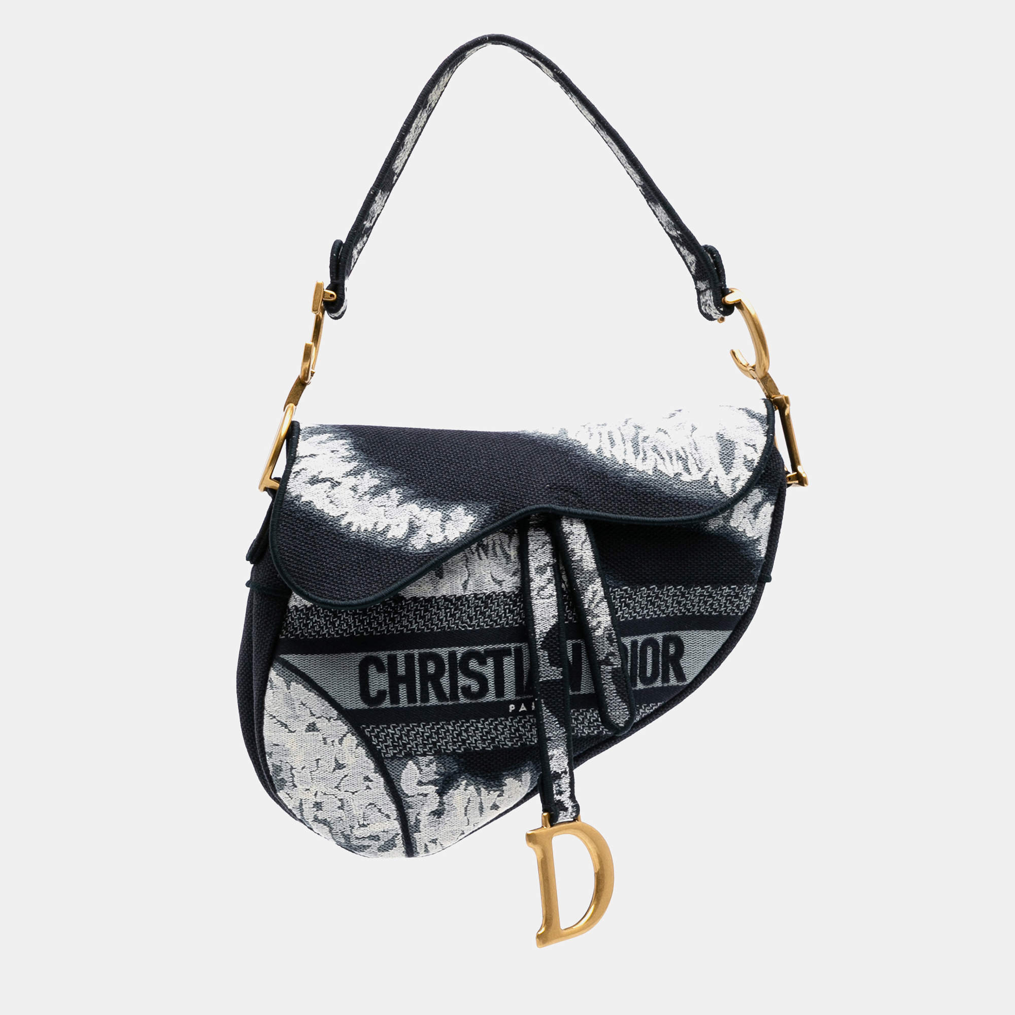 Dior Black Canvas Embroidered Tie Dye Saddle Bag