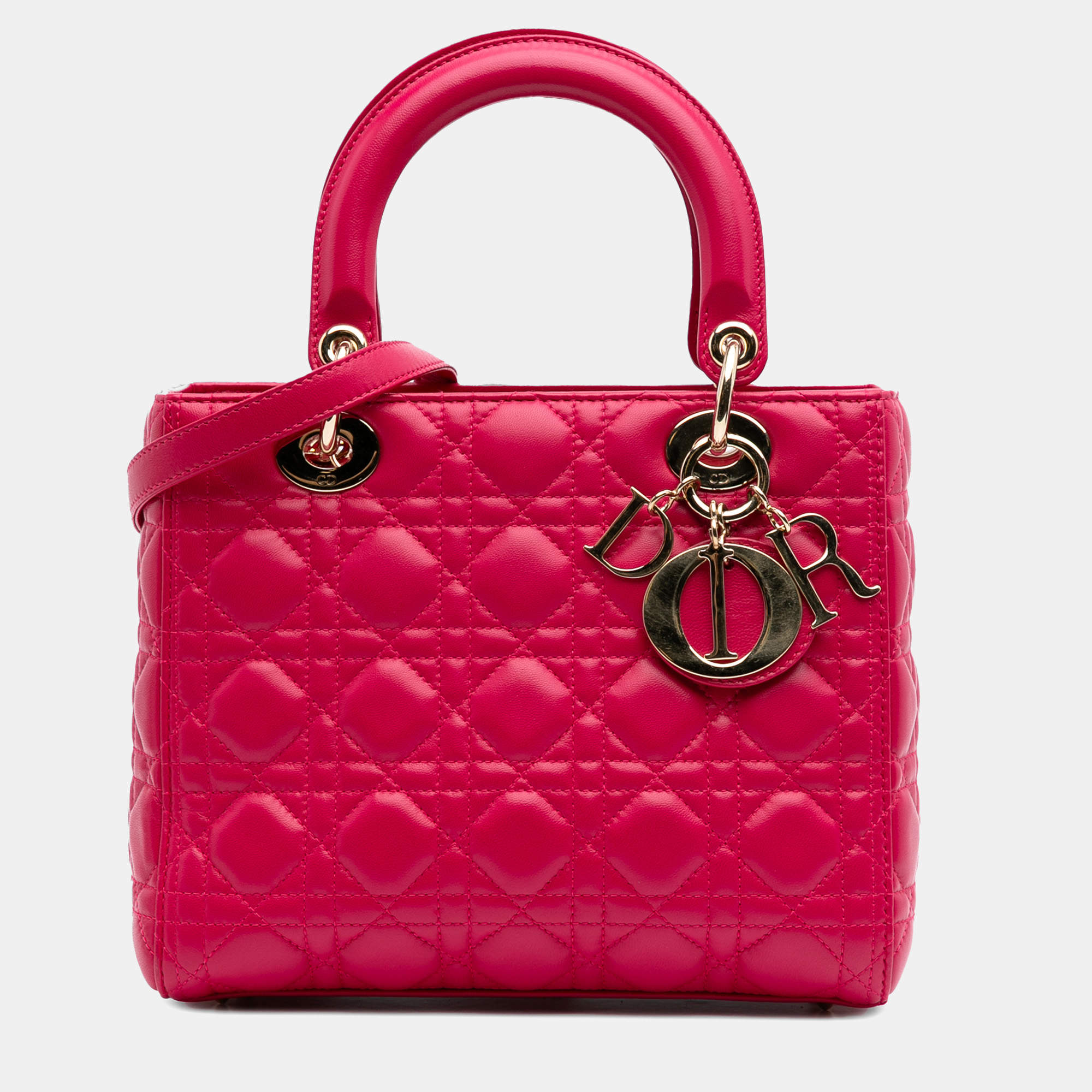 Dior Pink Medium Lambskin Cannage Lady Dior