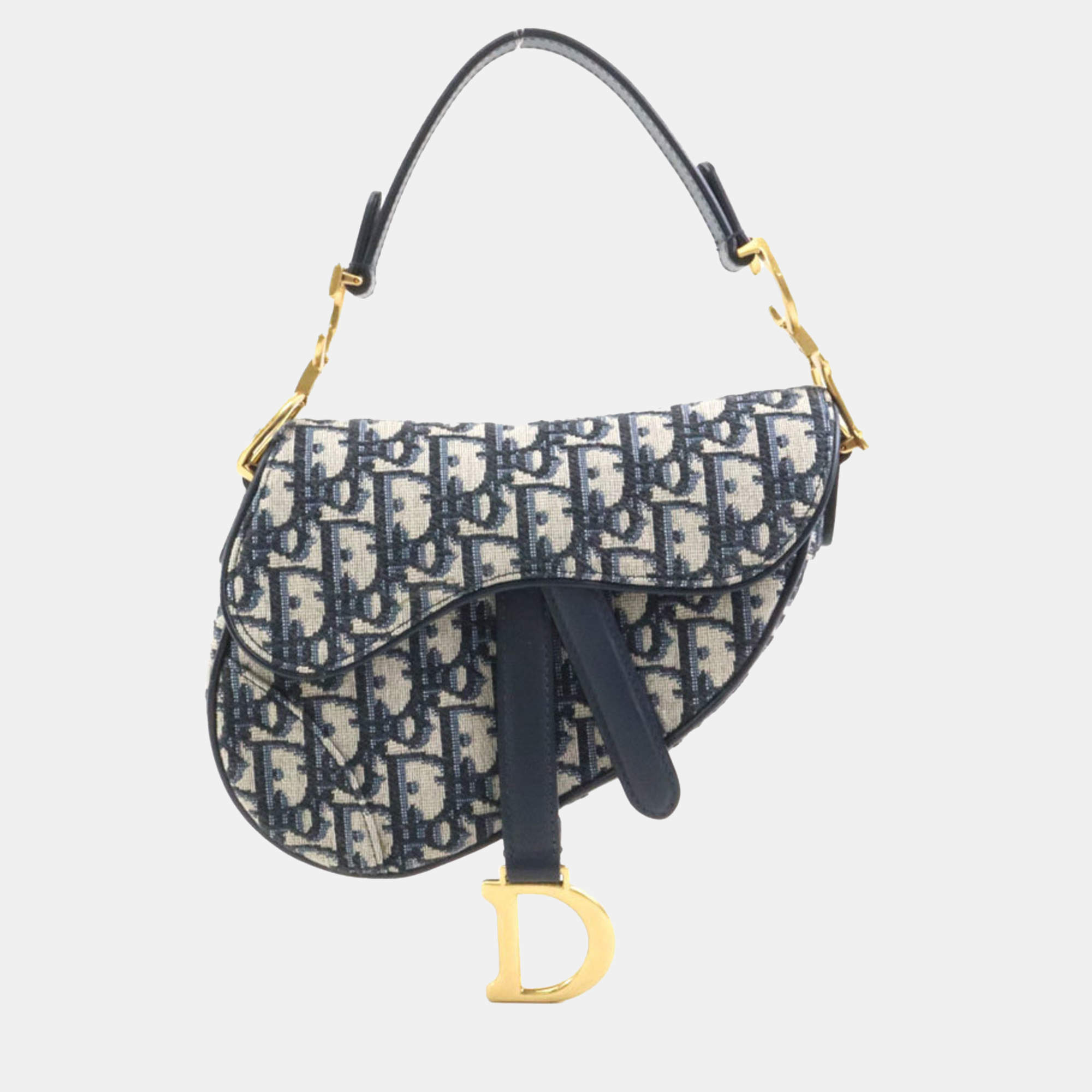 Dior Navy Canvas Saddle Bag
