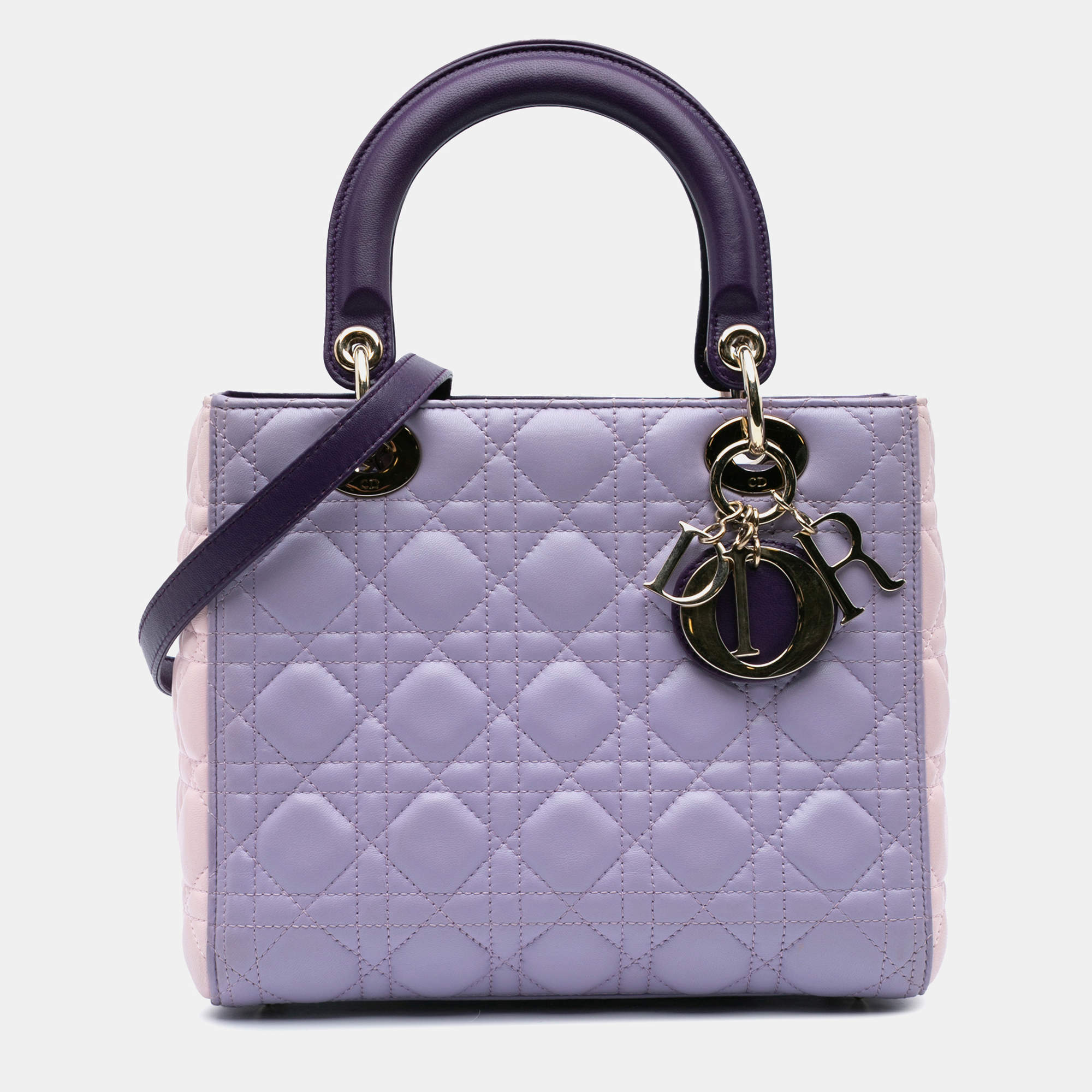 Dior Purple Medium Lambskin Cannage Lady Dior